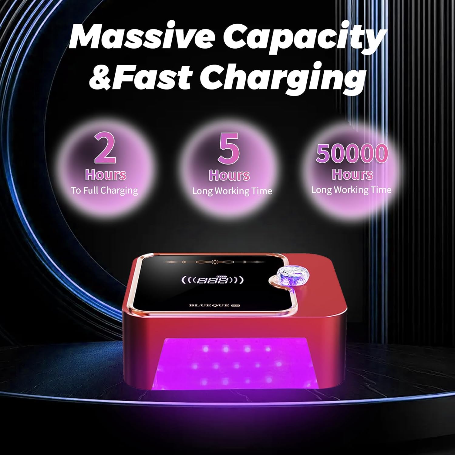 Cordless Rechargeable Nail Lamp 288W, Rechargeable UV Nail Dryer Gel Polish Curing Light with 4 Timers, Knob & Full LCD Display Screen, Magnetic Metal Mirror Base