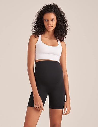 Miniatura 2 de Enerful Women's Maternity Shorts Biker Summer Soft Seamless Pregnancy Yoga Workout Active Short Leggings Over Belly 5"8"