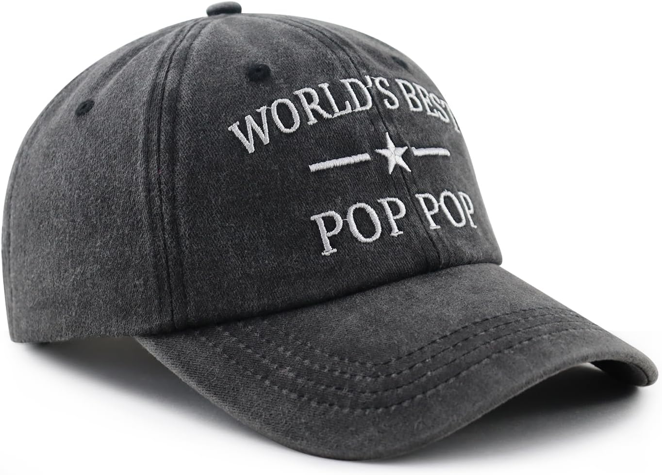 World's Best Poppop Hat for Men, Funny Adjustable Cotton Embroidered Grandpa Baseball Cap - Image 3