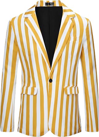 Lars Amadeus Stripes Blazers for Mens Slim Fit Single Breasted Business Color Block Sports Coat