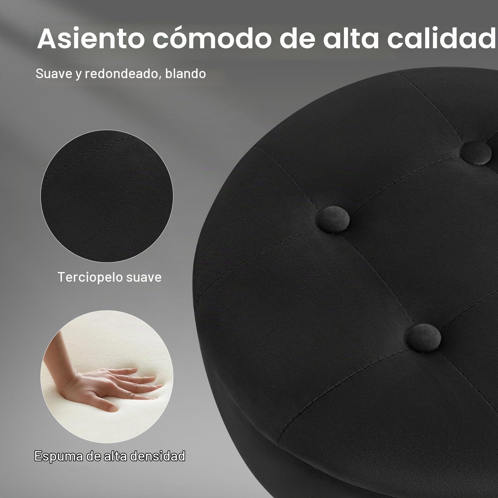 WOLTU 2X Taburetes de Bar con Reposapies Terciopelo, Negro | para Comedor, Salón y Cafetería