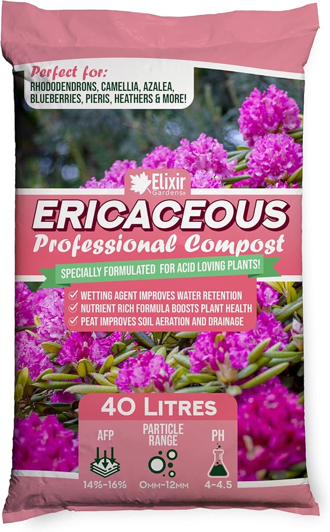 Elixir Gardens Organic Ericaceous Compost Soil for Acidic Plants like