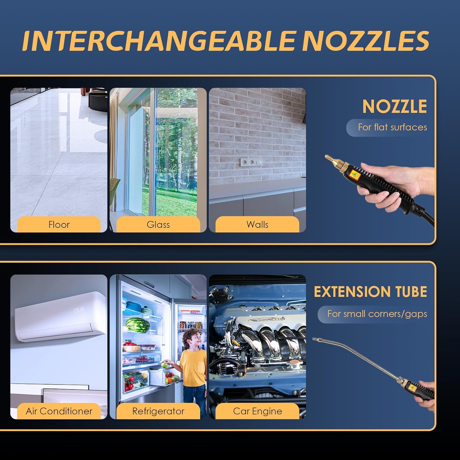 2500W Handheld Steam Cleaner, Pressurized Steam Cleaning Machine with 3 Brush Heads, 20s Heat Up, 1L Tank, Multipurpose Mini Portable Steamer for Tile, Grout, Furniture, Kitchen, Car, Home - Image 5