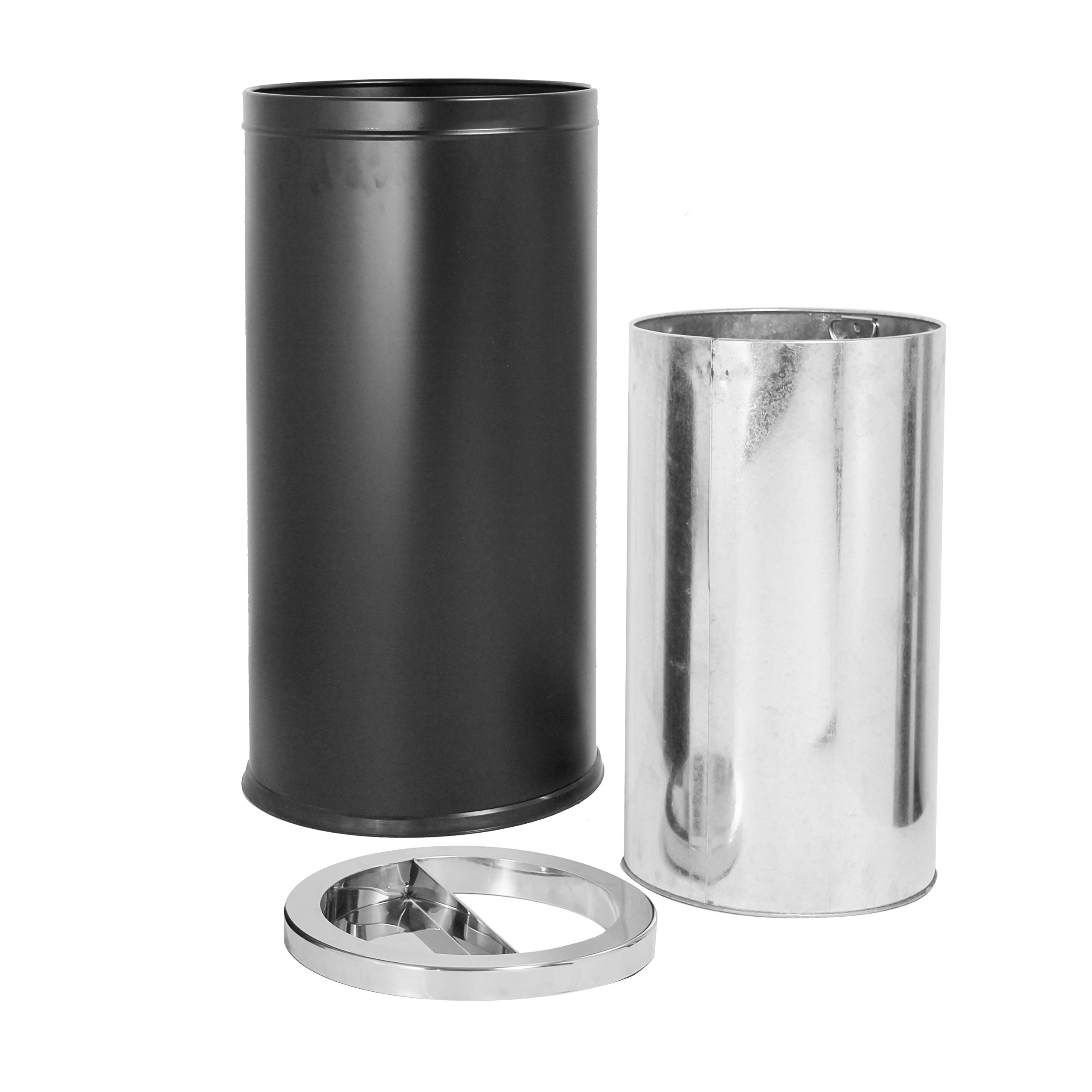 Danieli - Pattumiera da Esterno cm 38 x 71 Nero, con Porta Sabbia e Ampio Gettacarte, Bidone Interno da 52 Litri