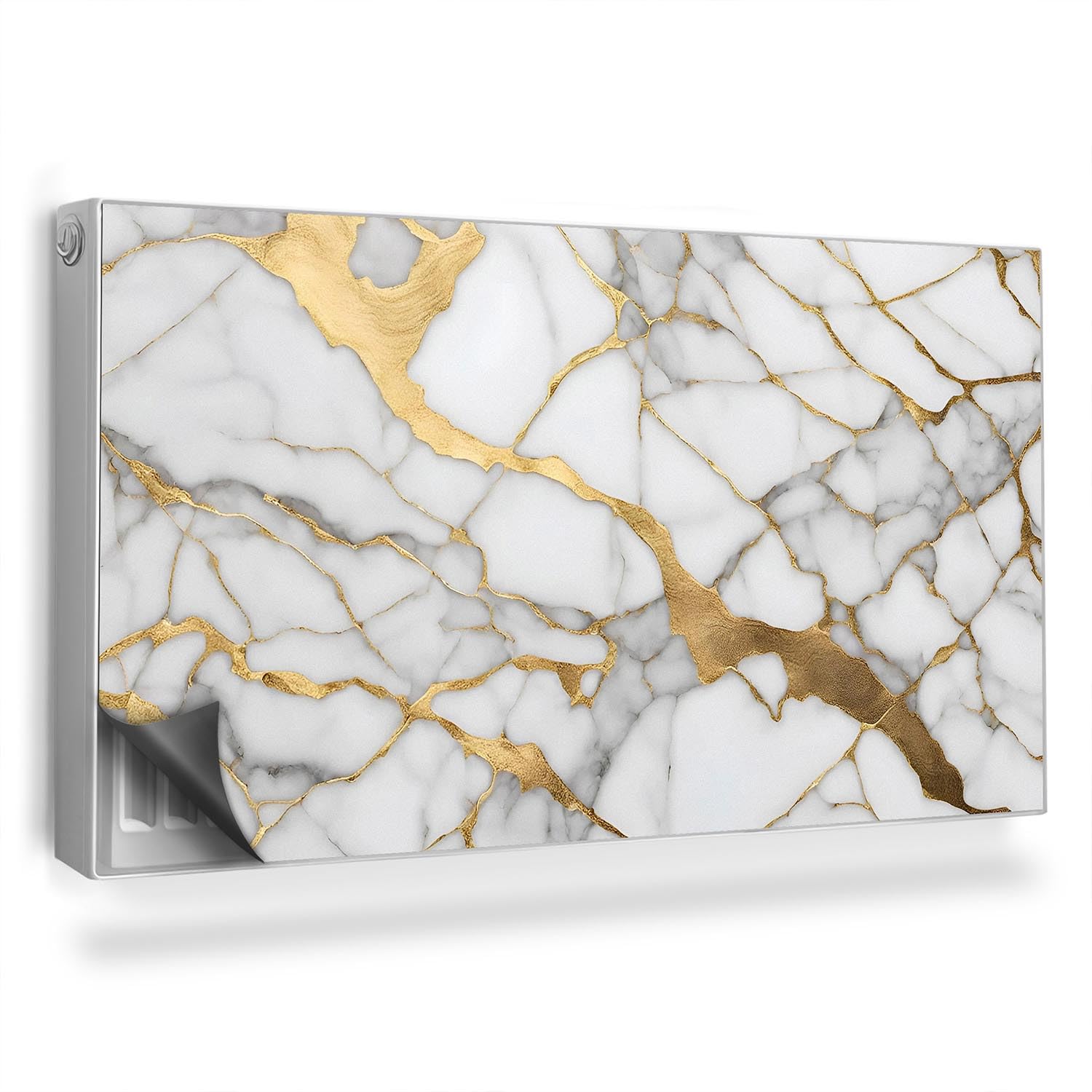 Cubierta Magnética 110x60 cm para Radiador con Diseño de Panel de Mármol y Piedra Elegante
