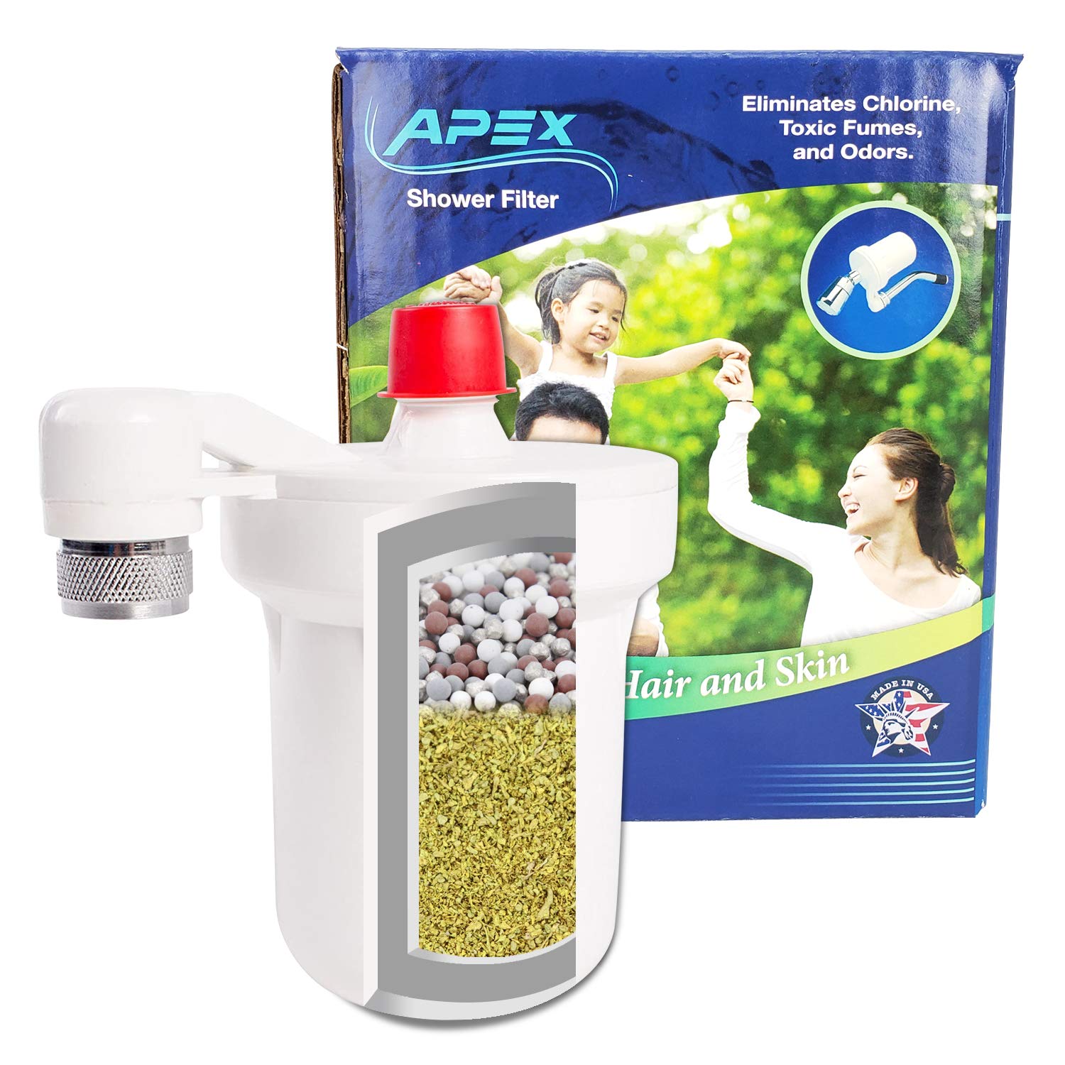 APEX MR-7012 Shower Filter - Water Filter for High Pressure Shower Heads - Add Minerals & Improves S