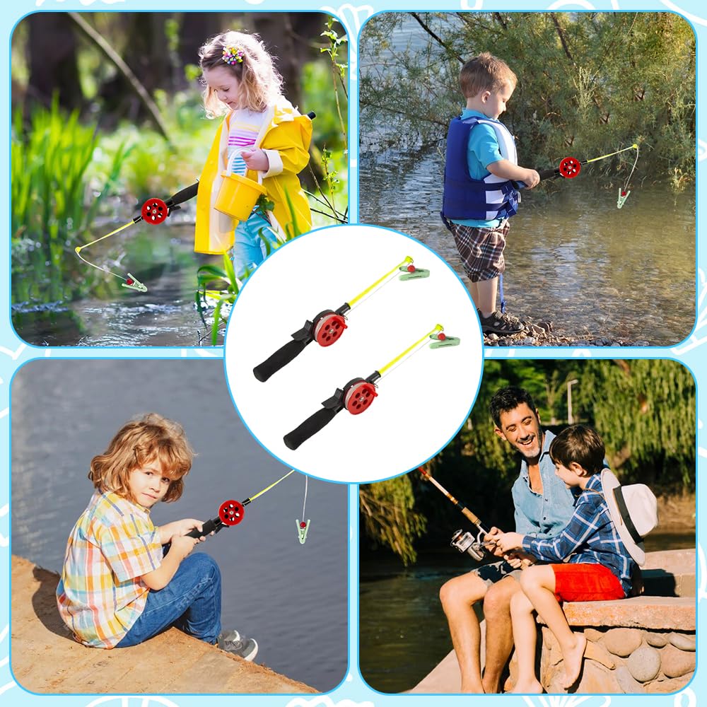 Mineup Wędka dla dzieci, 2 sztuki, wędka krabowa dla dzieci, 34 cm wędka dla dzieci, mini wędka na plażę i wakacje, prezent dla dzieci