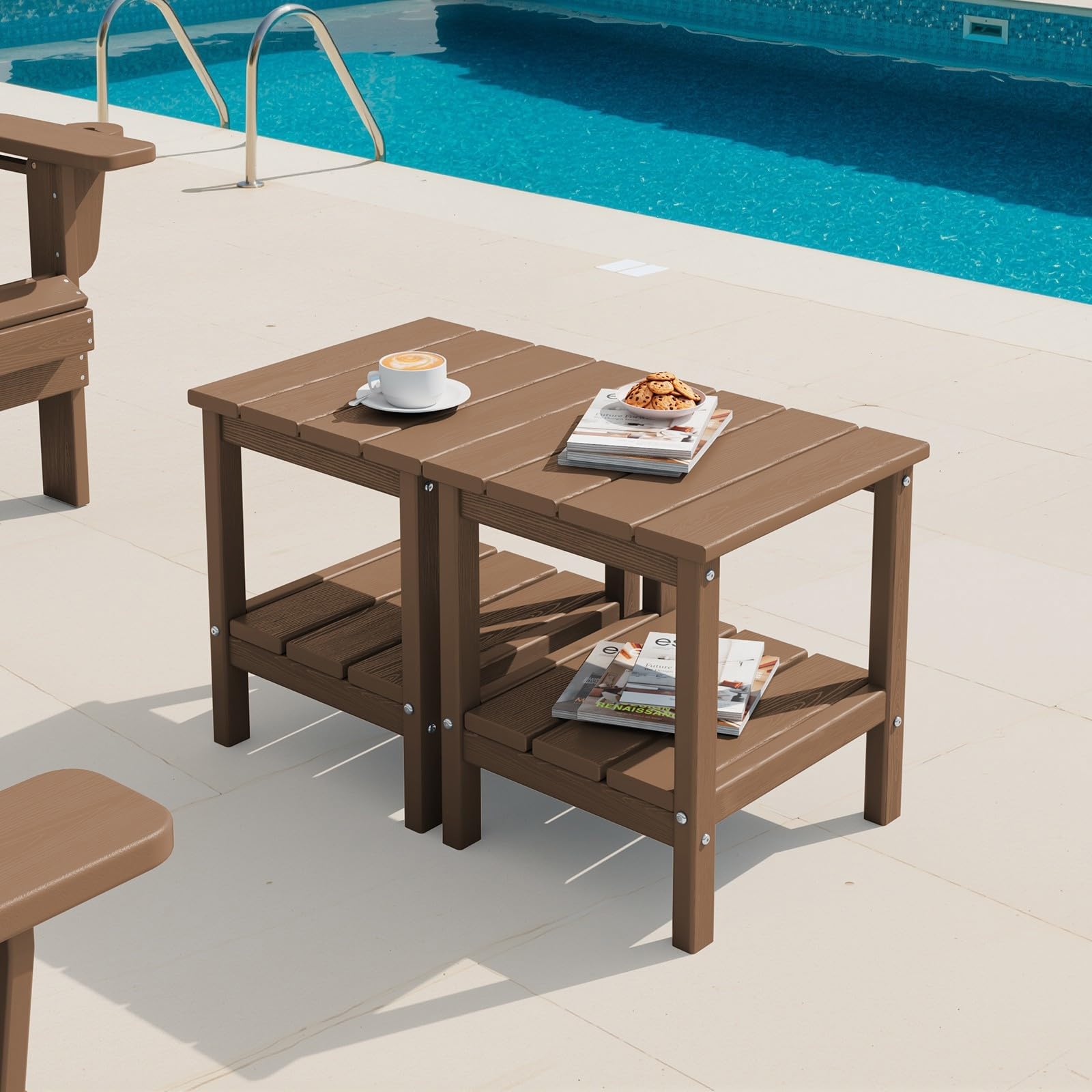 Amazon.com : SERWALL 2-Tier HDPE Outdoor Side Tables Set of 2