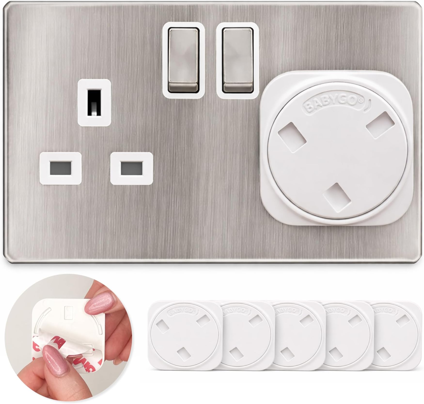 BABYGO® Plug Socket Covers | 12 Pack UK Child Safety Socket Protectors for 3-Pin Electrical Outlets | Easy Fit Childproof Plug Covers for Toddlers & Kids