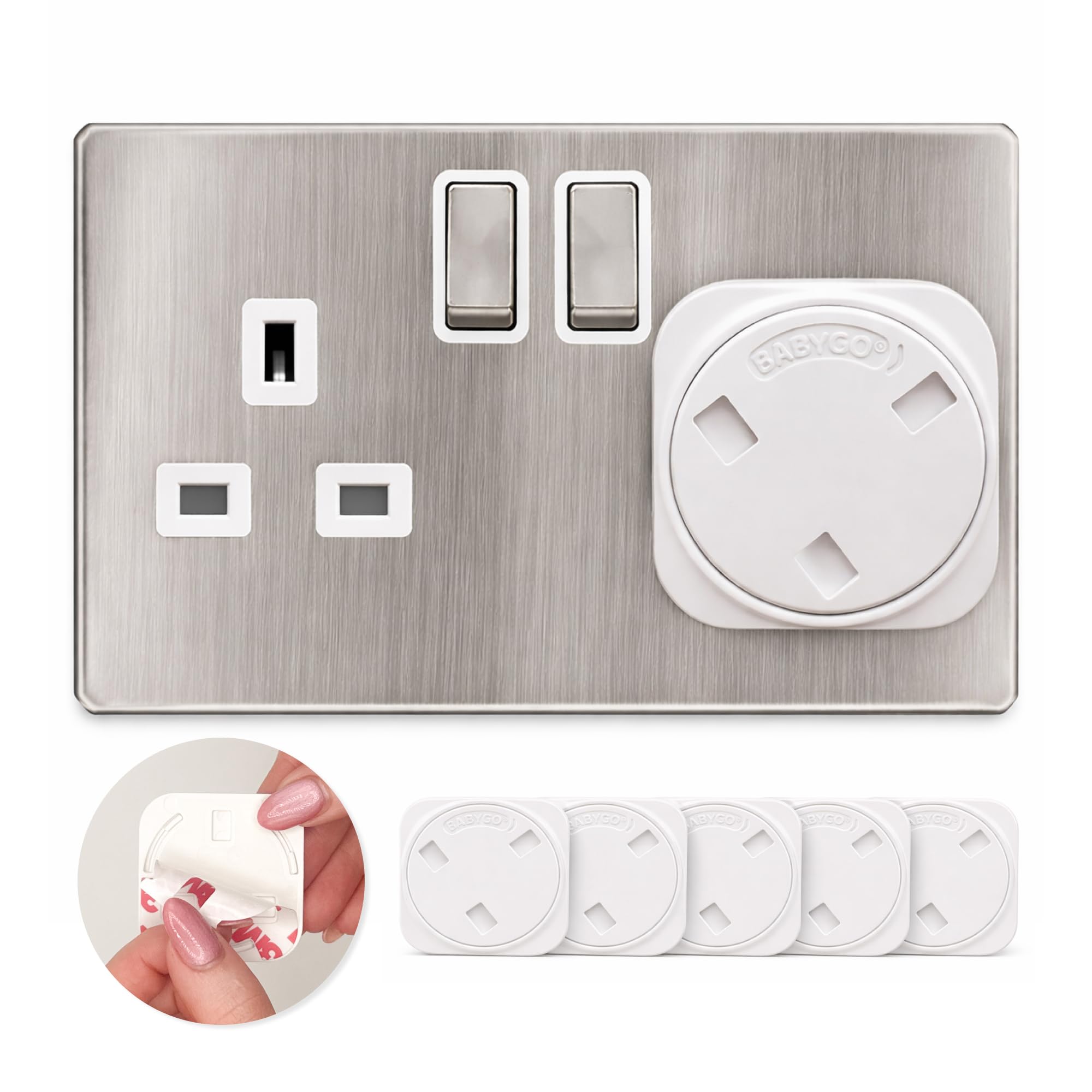 BABYGO® Plug Socket Covers | 12 Pack UK Child Safety Socket Protectors for 3-Pin Electrical Outlets | Easy Fit Childproof Plug Covers for Toddlers & Kids