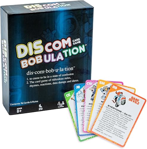 Continuum Games Discombobulation el divertido juego de cartas de reglas ridículas, rimas, reacciones, volcados de datos y desafíos. Perfecto para disponible en Yaxa Venezuela