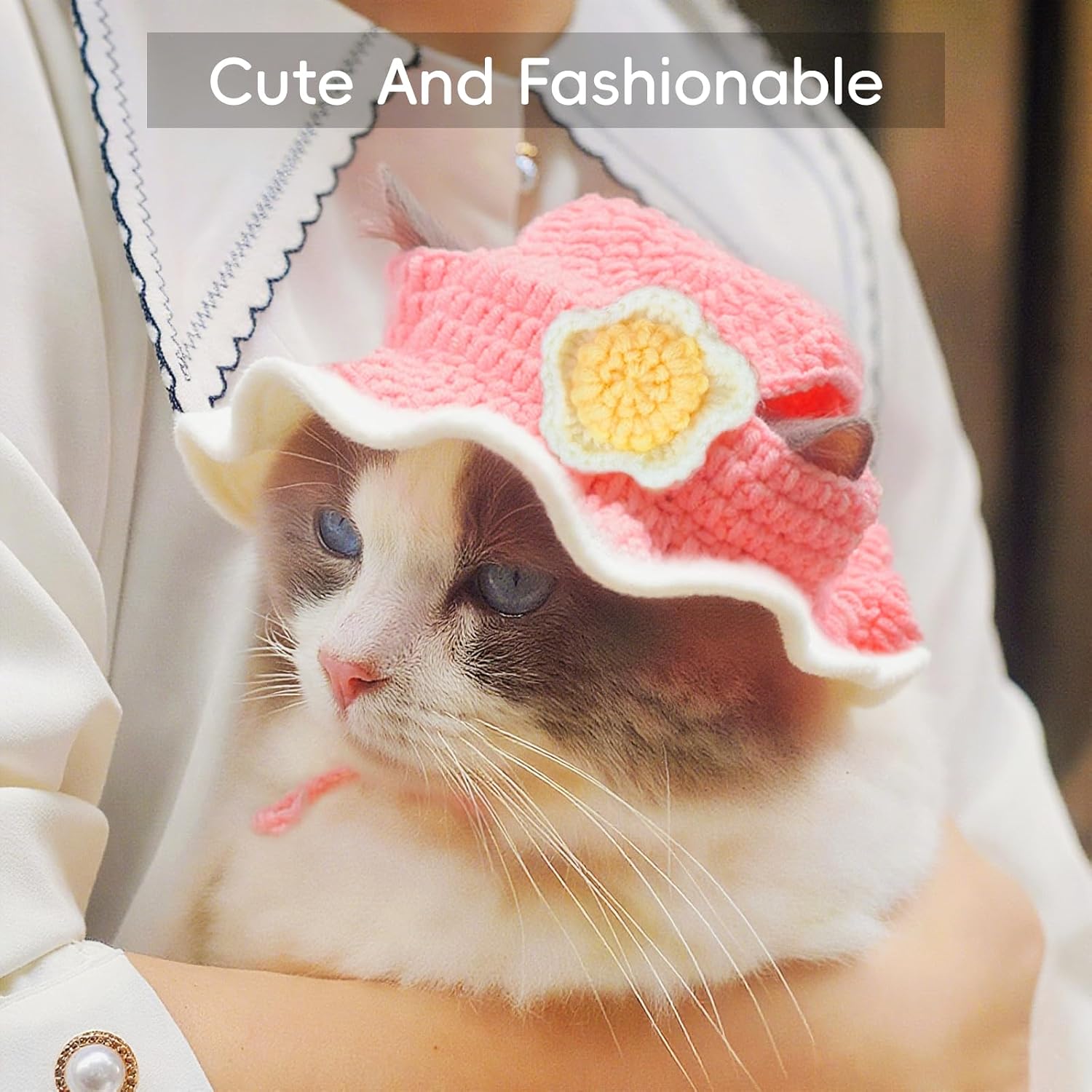 Cat Hat for Cats, Pet Cute Halloween Christmas Party Costume Accessories Headwear Comfortable for Puppy Cat Kitten Pet Puppies 11-14" (Pink) image 3