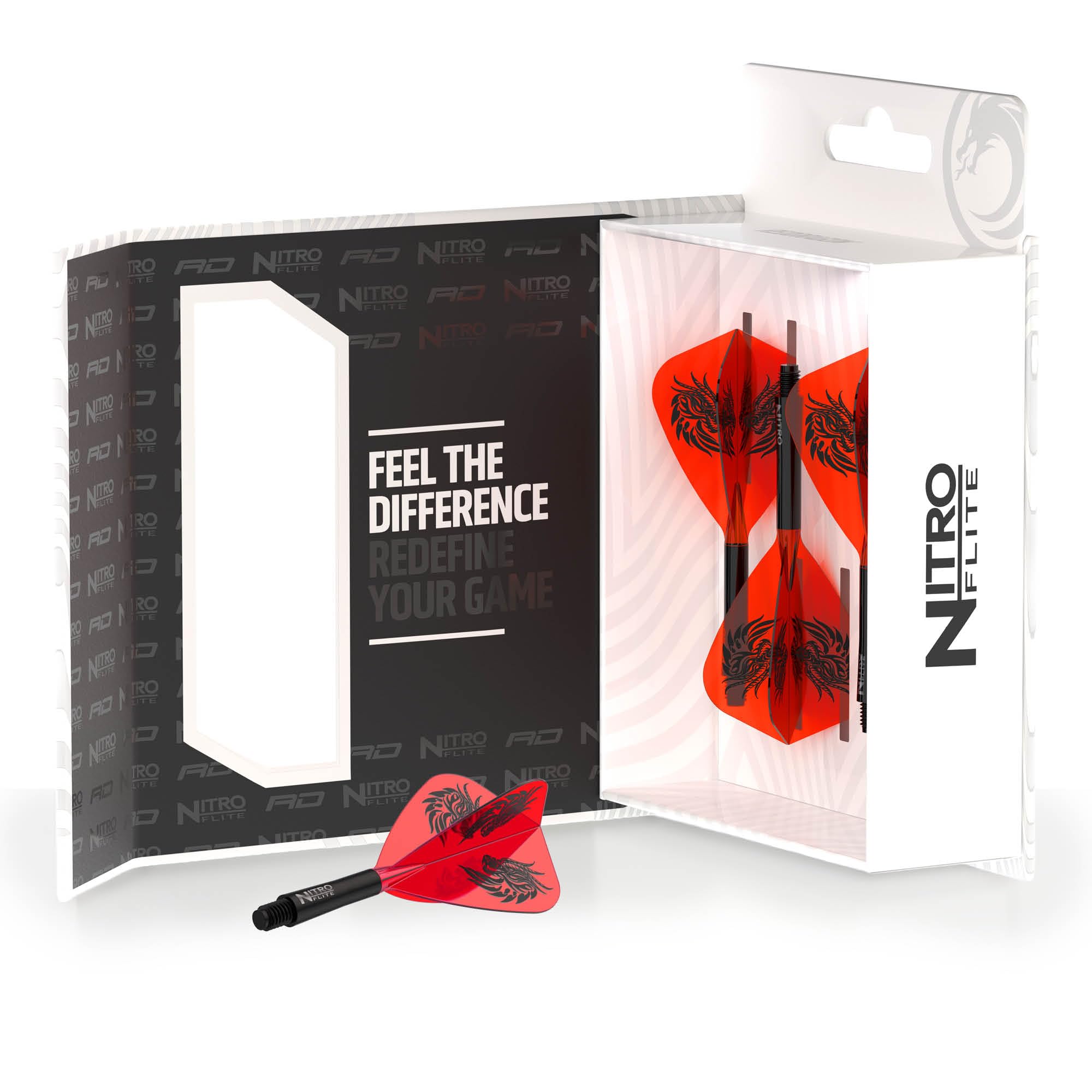 RED DRAGON Fléchettes Nitro Flite Système Flight & Shaft Intégré Jonny Clayton The Ferret Noir Orange Moyenne