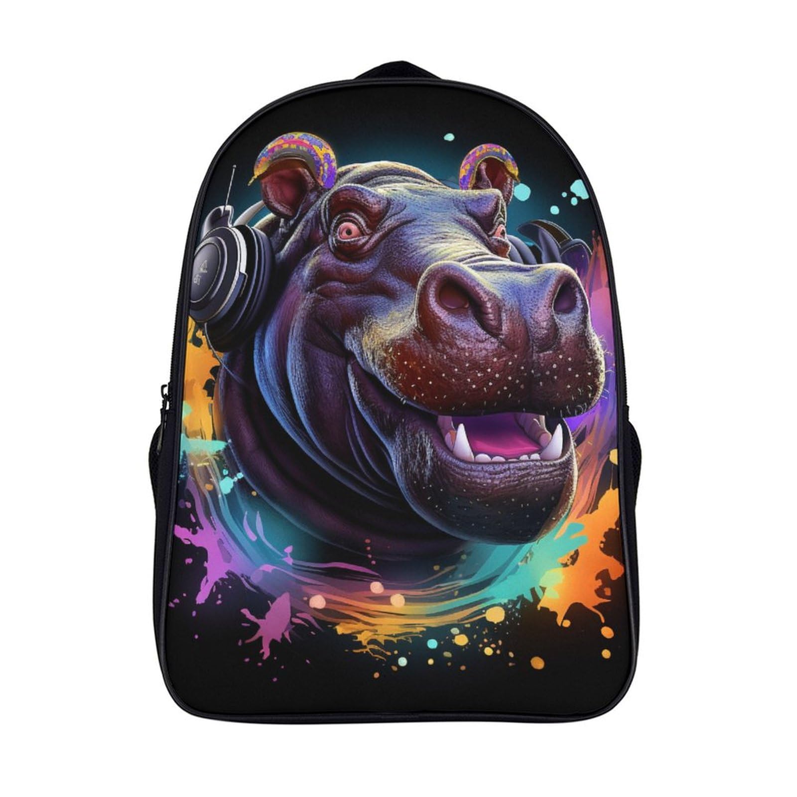 Mochila infantil 3D de hipopótamo peluche guardería con correa 40cm 7