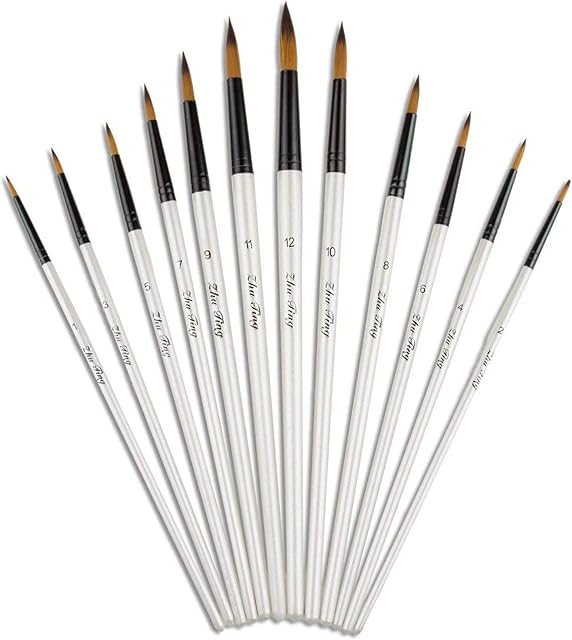 Paint Brushes, 12 Pieces Fashion Design Paint Brushes Nylon Hair Brush for Acrylic Painting Oil Painting Watercolor Painting Gouache Painting Face PaintingCrafts Rock & Face Painting