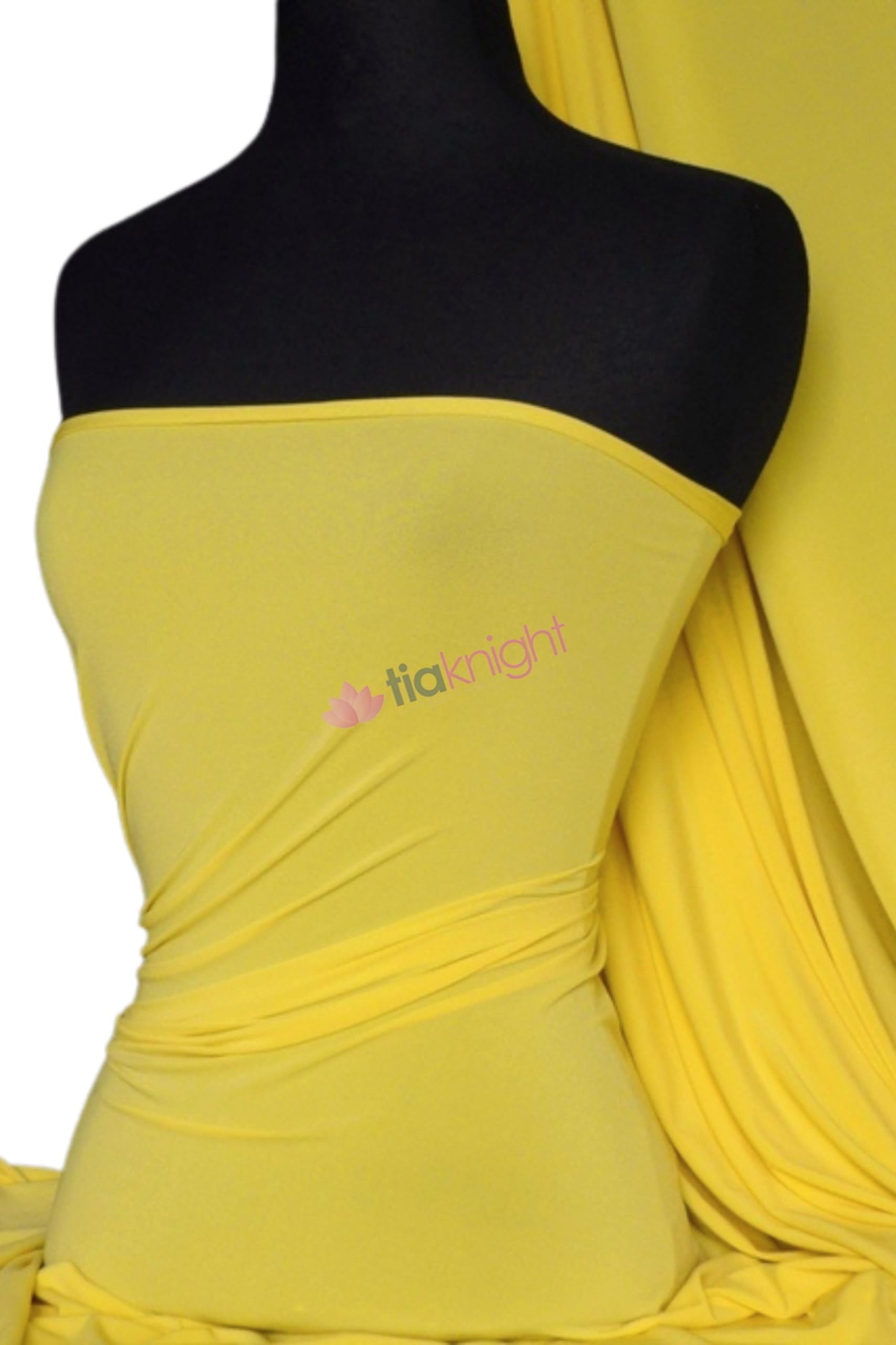 Premium Quality Soft Touch Lycra | Stretch Dressmaking Fabric | Sold by The Metre | 50+ Colours in Stock | Same Day Dispatch | by Tia Knight (Q36) (Yellow, 1 Metre)
