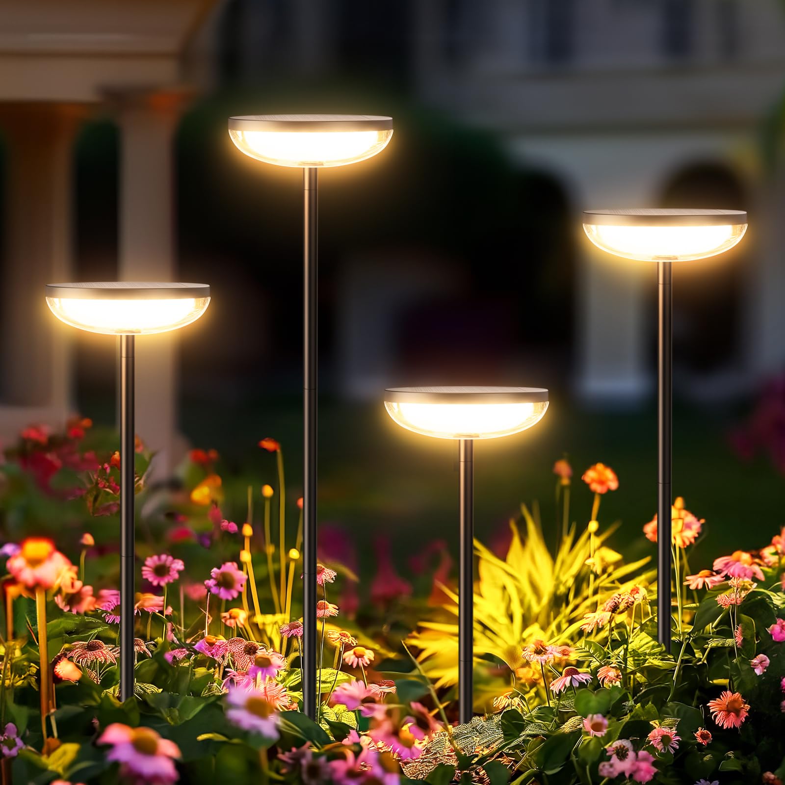GEARLITE Solarlampen Außen Garten 4 Stück Warmweiß 1000 mAh Batterie 34 Lumen IP65 Wasserdicht