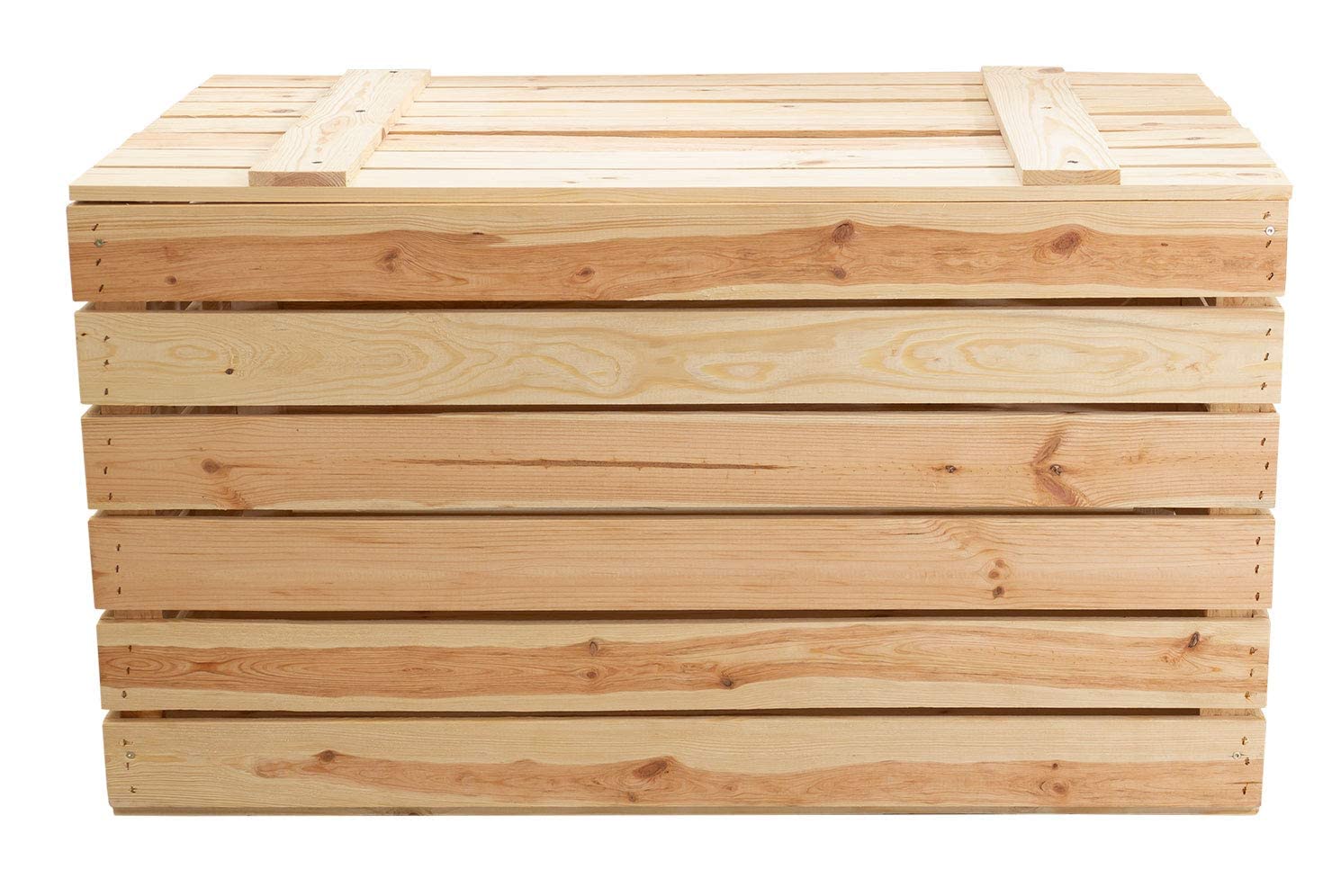 Traumhaft rustikale Holztruhe 80x50x39cm Holztruhe in hellem, unbehandelten Naturholz mit Deckel | für alle Räume, auch Kinderzimmer | drinnen & draußen