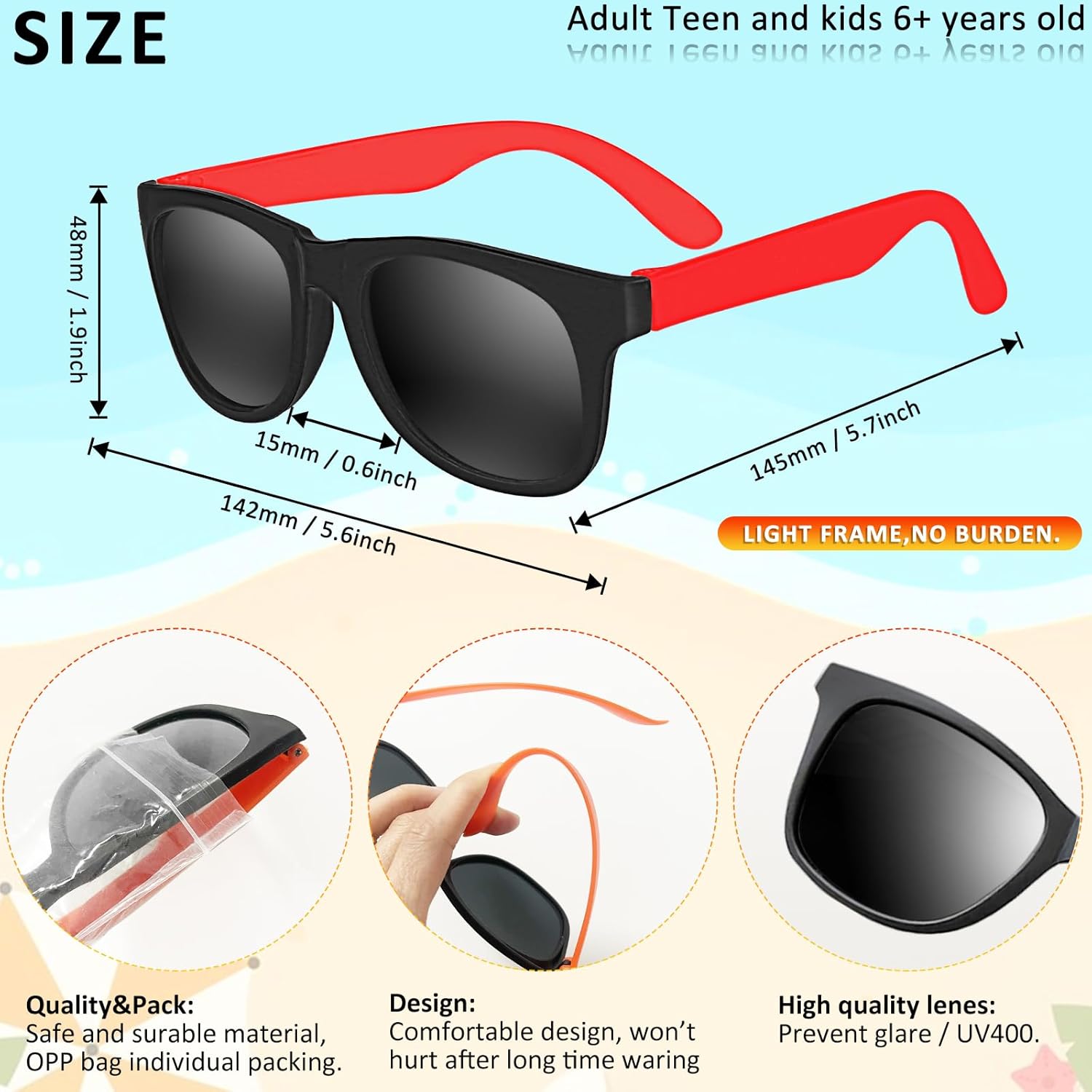 48 PCS Neon Sunglasses Party Favors Bulk, 8 Colors Party Sunglasses 80's Style Colorful Novelty Cool Sun Glasses for Classroom Prize, Goody Bag Filler, Birthday Party, Kid Teen Adult - Image 3