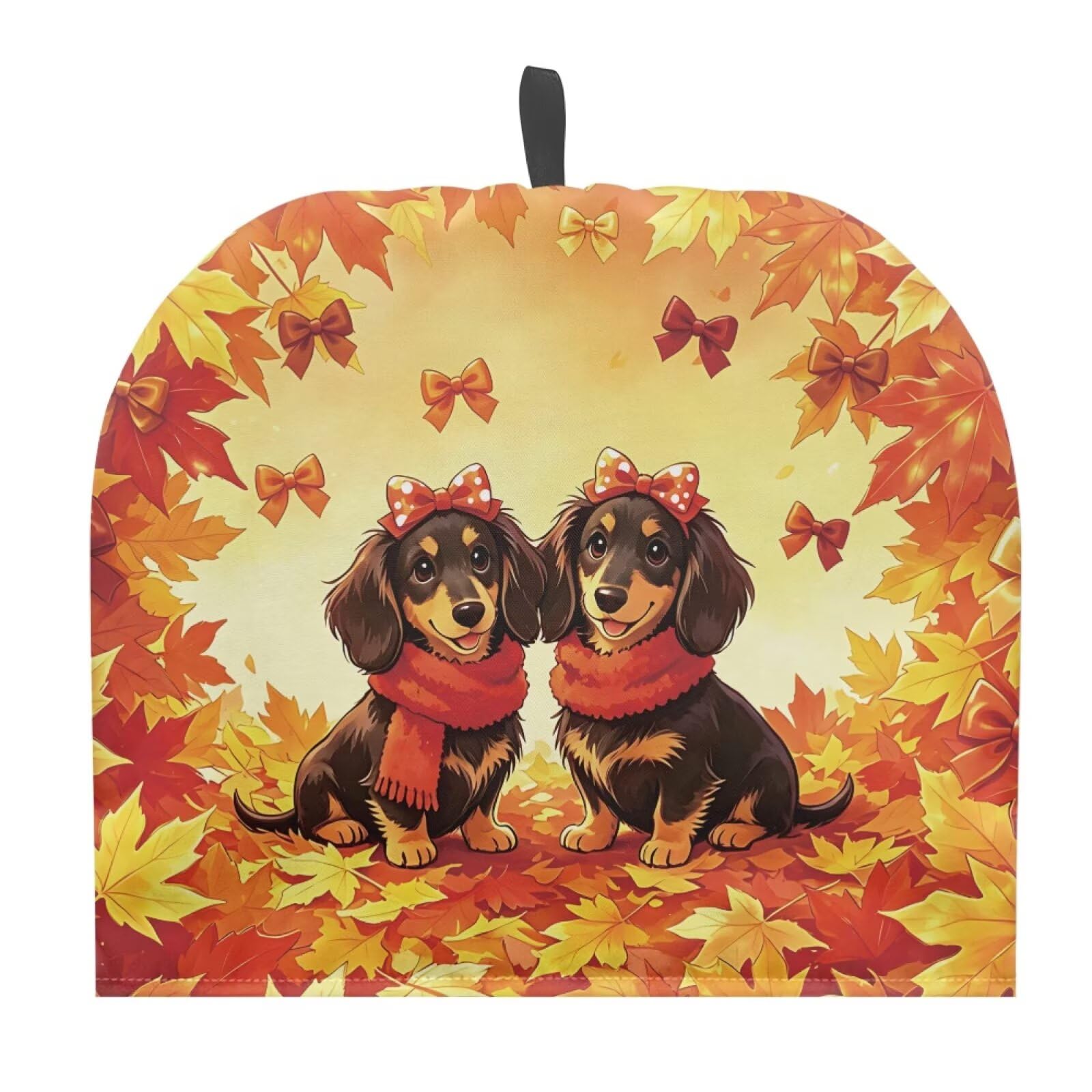 Fall Dachshund Teapot Cover Tea Cozy for Teapot Insulated Kitchen Accessory Maple Leaves Print Tea Pot Cozy for Keeping Warm Home Decor Teapot Cover