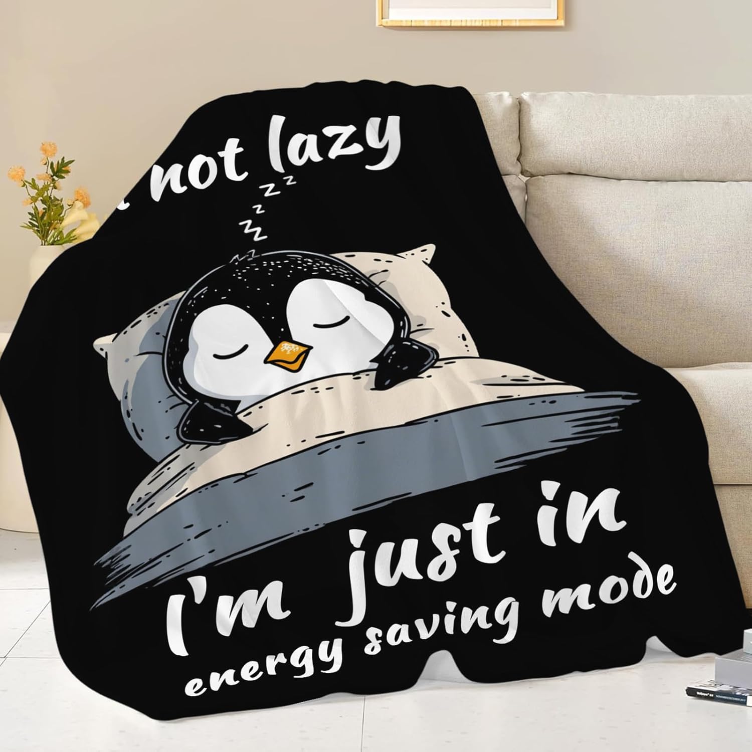 Penguin Blanket for Girls Women Boys Men Adults Kids Soft Cozy Fleece Sleeping Penguin Throw Blankets Gifts Warm Flannel Plush Lightweight Decor for Couch Bed Sofa 60"X50"