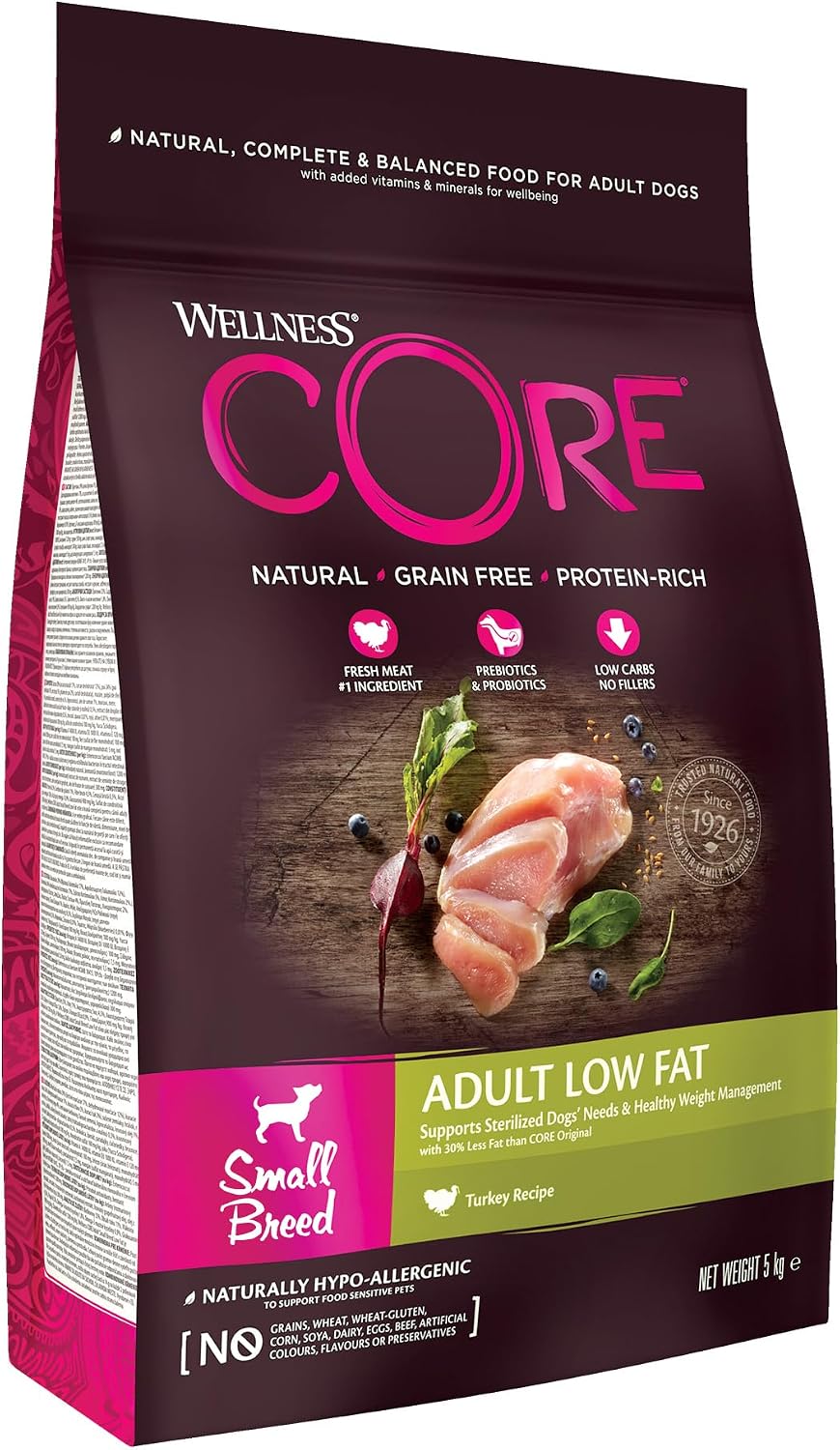 Wellness Core Small Breed Dry Grain-Free Dog Food for Small Dogs with High Meat Content Various Varieties