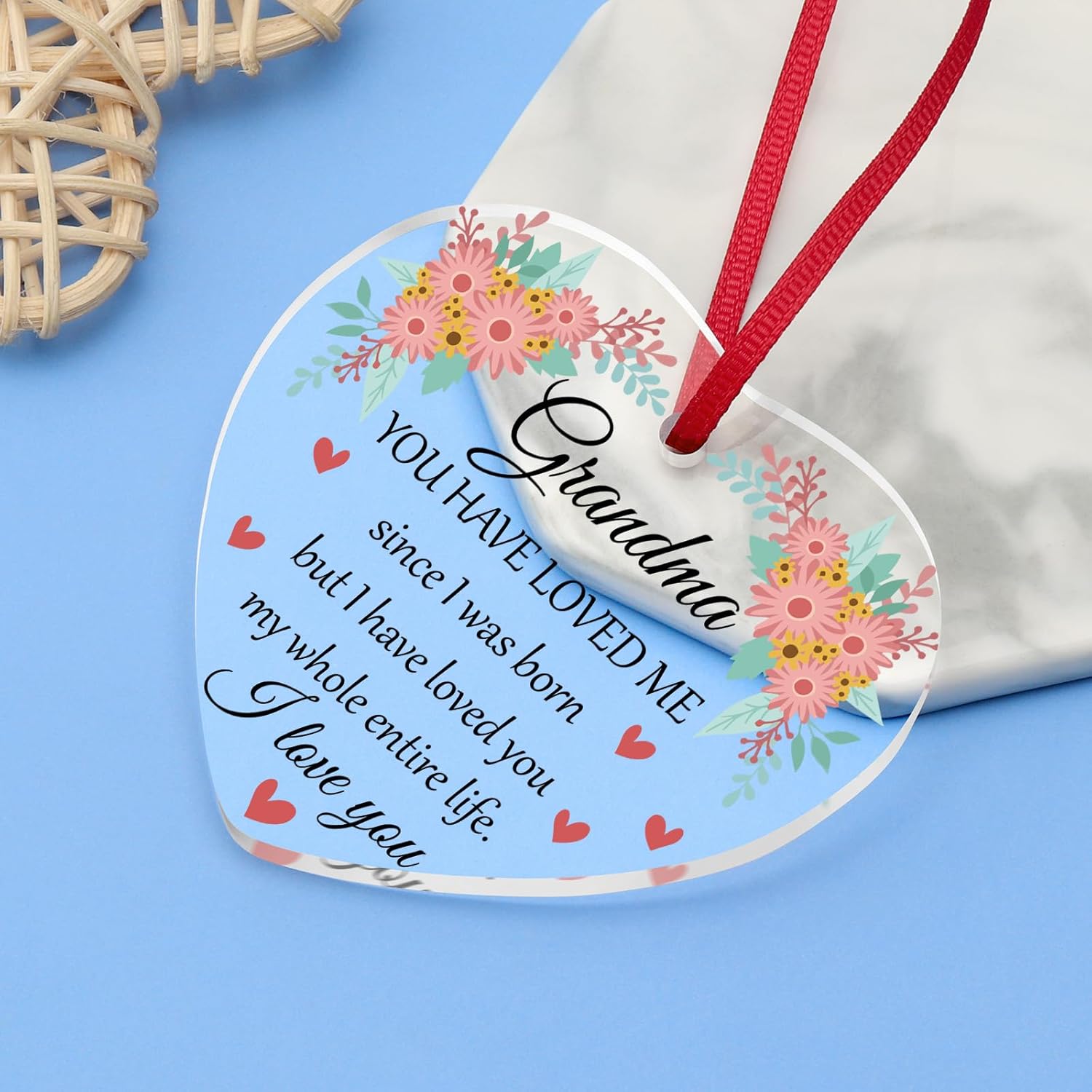 Grandma Christmas Ornament Grandma Birthday Gifts from Granddaughter Grandson Mothers Day Thanksgiving Day Gift Acrylic Ornaments Keepsake Birthday Gift for My Grandmother from Grandkids - Image 5