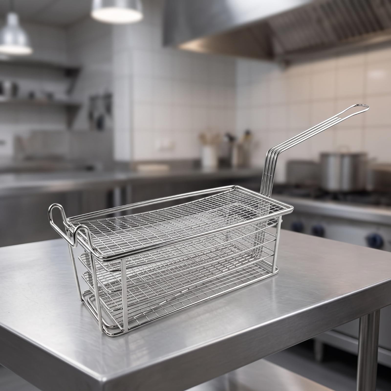 Cesta Freír | Cesta con Mango Largo, Antióxido, Utensilio, para Cocina, Cocineros, Profesionales, 4