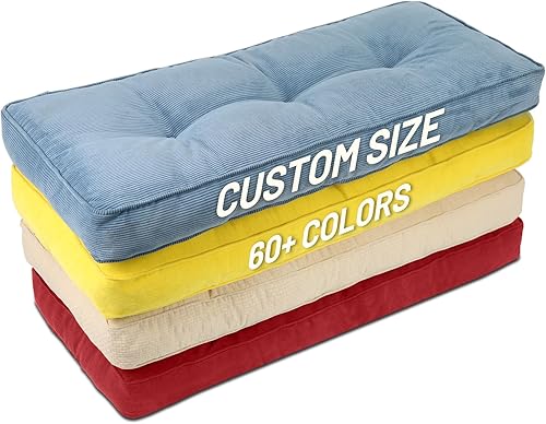 Lokex Cojín de Banco, Tamaño Personalizado 90+ Colores Cojines de Banco Antideslizantes Gruesos y Transpirables para Muebles de InteriorExterior,