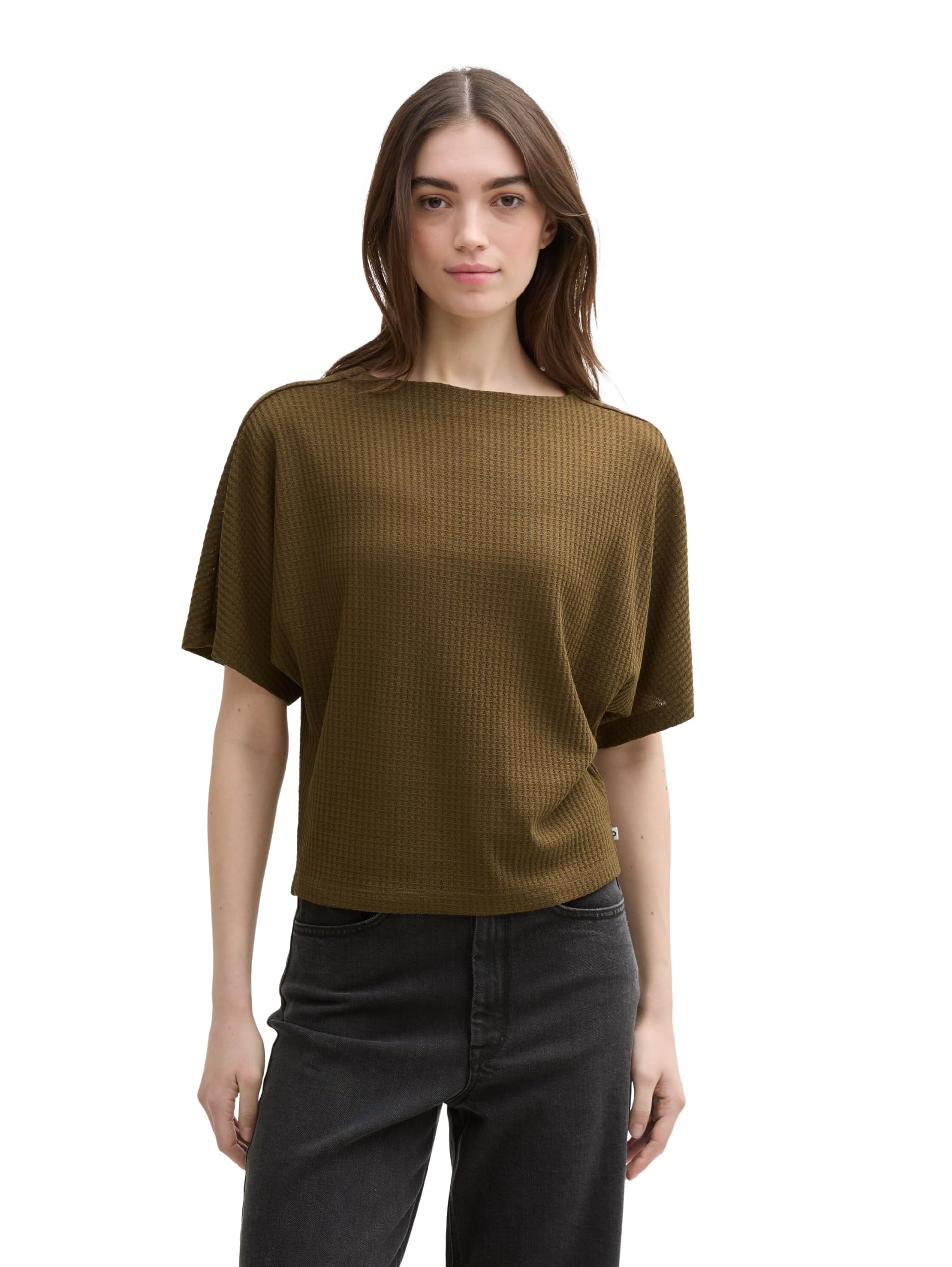 TOM TAILOR Denim Women's T-Shirt, 10370 - Golden Olive Green, XS