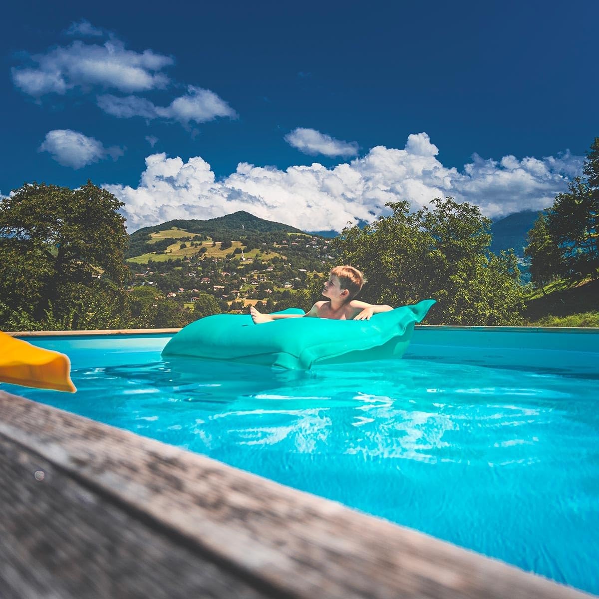 LIVEDECO - Housse Vide Pouf Géant XXL, Flottant pour Piscine, Turquoise Pool BiG52