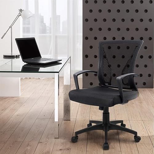Miniatura 8 de Furmax Silla de oficina ergonómica de escritorio para computadora, silla de malla, respaldo medio, soporte lumbar giratorio con reposabrazos (2,