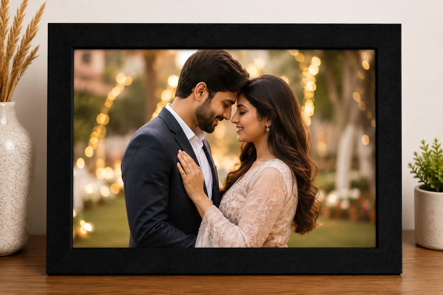 Customised Black Photo Frame with Custom Photo Print, 6x8, 8x12, 12x18 Inch, for Anniversary, Birthday, Wedding, Wall and Table Display (Landscape)-image-28