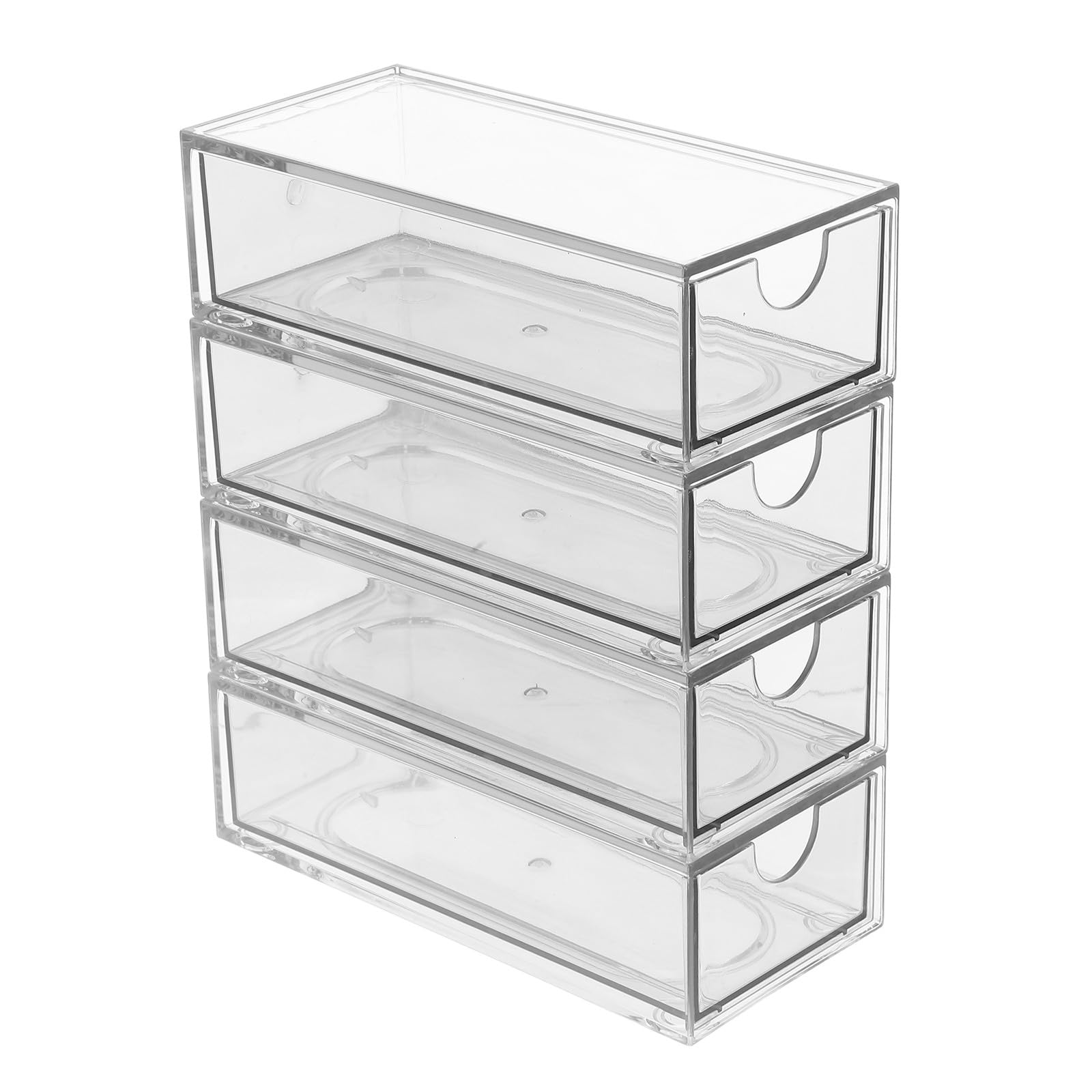 Angoily Contenitore per Accessori per Chioma 4 Pezzi in Plastica Resistente e Impilabile Grande Capacità, Design Semplice per Bagno o Scrivania