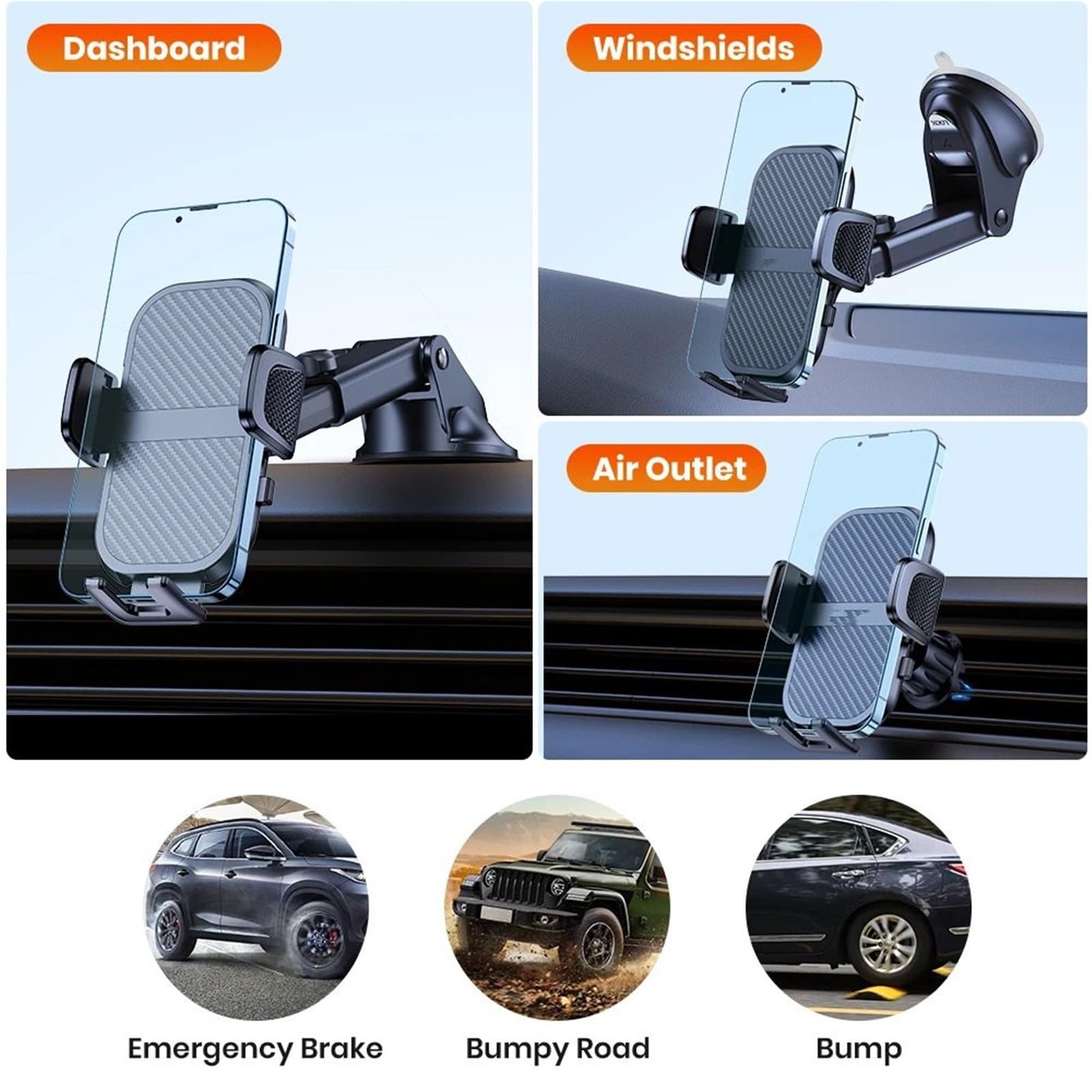 Soporte Movil Coche Soporte Auto Móvil Soporte para Coche súper Estable para salpicadero, Parabrisas y ventilación, Compatible con Todos los teléfonos móviles.(Air Vent 2)