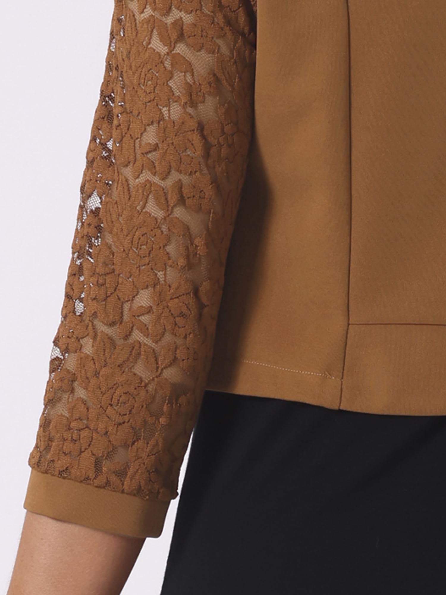 Allegra K Donna Abito Cardigan Pannello in Pizzo Aperto sul Davanti Manica Lunga Lavoro Ufficio Crop Bolero Coprispalle