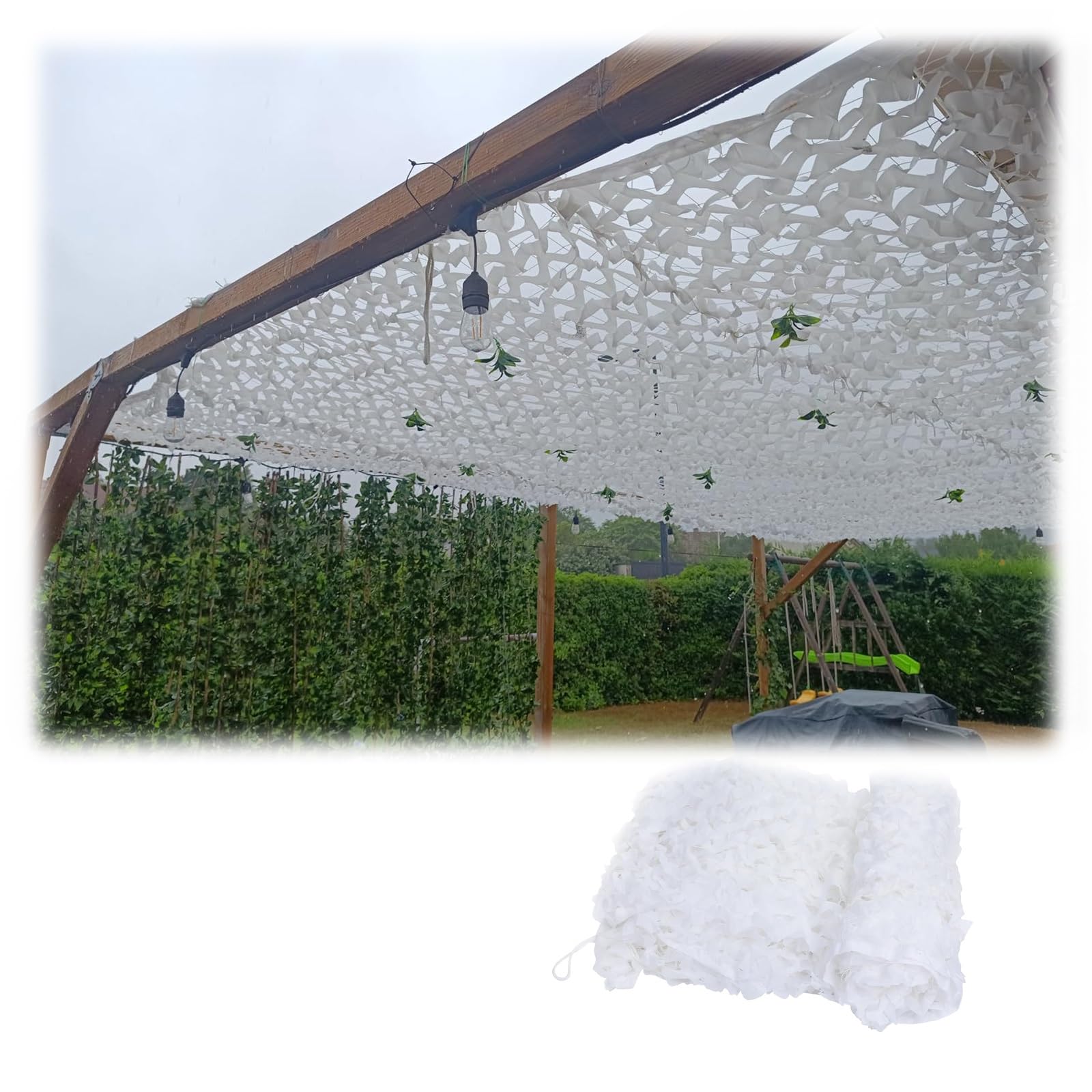 GJZQDKX Beige Shade Netting, Waterproof uflage Net, Sun Protection & Privacy Screen for Garden, Balcony - 1.5x2m to 10x10m (White, 6x9m)