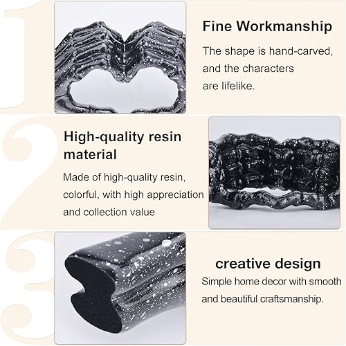 Miniatura 5 de DOVDOV Estatua de gesto de amor, escultura moderna hecha a mano negra, decoración del hogar, corazón de resina, escultura abstracta, sótano,