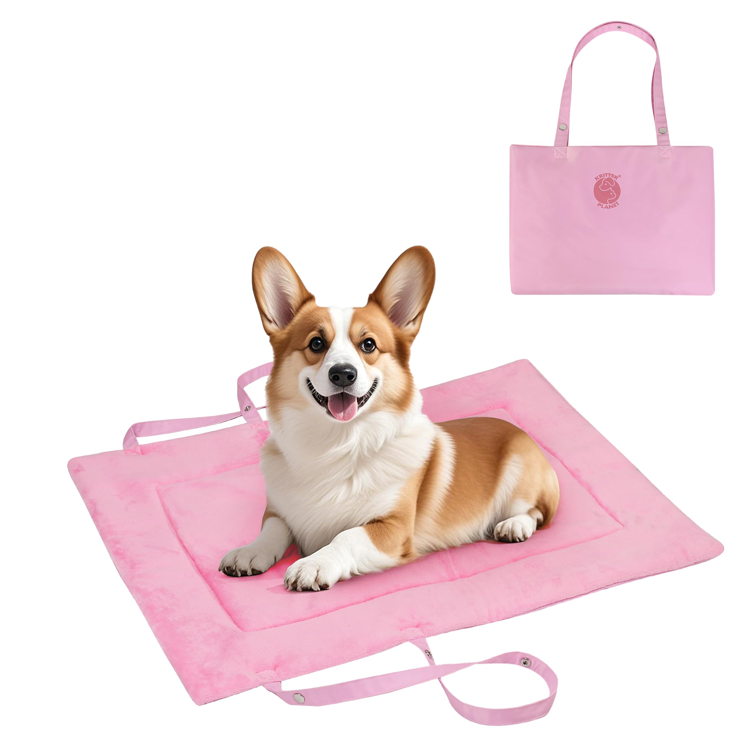 Coperta Impermeabile per Cani da Viaggio 80 x 60 cm, Tappetino per Cani da Esterno, Cuscino Lavabile per Cani da Portare Via, Letto Pieghevole per Cani da Viaggio, Auto, Campeggio, Rosa