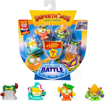 SUPERTHINGS KAZOOM Power Battle - Pack of 5 - Contains 5 SuperThings Includes 1 Surprise Figure and 1 Silver Captain Pack 4 of 6
