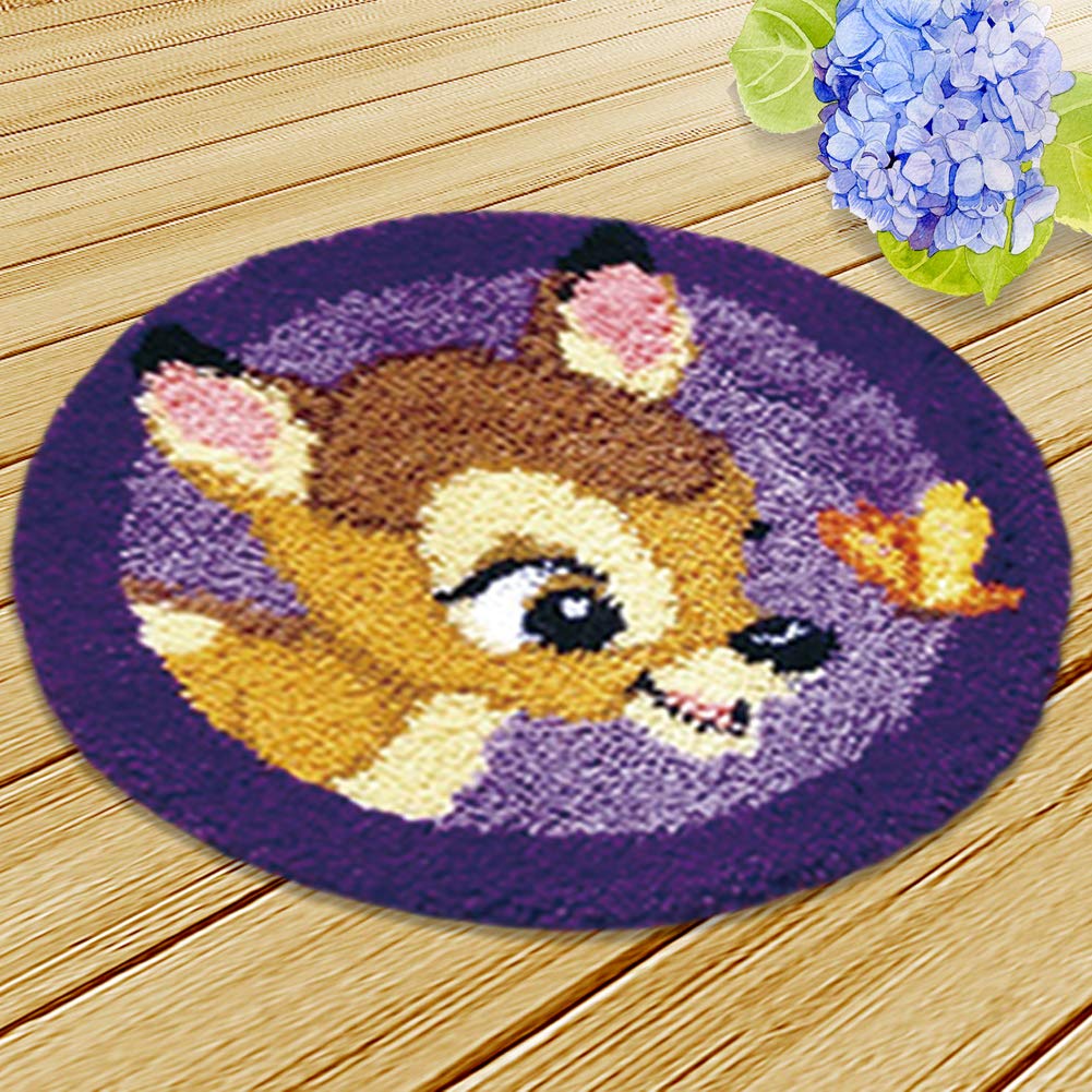 CCSUN Carpet Embroidery, Handmade Latch Hook Kit Diy Rug Animal-deer 45x45cm(18x18inch)