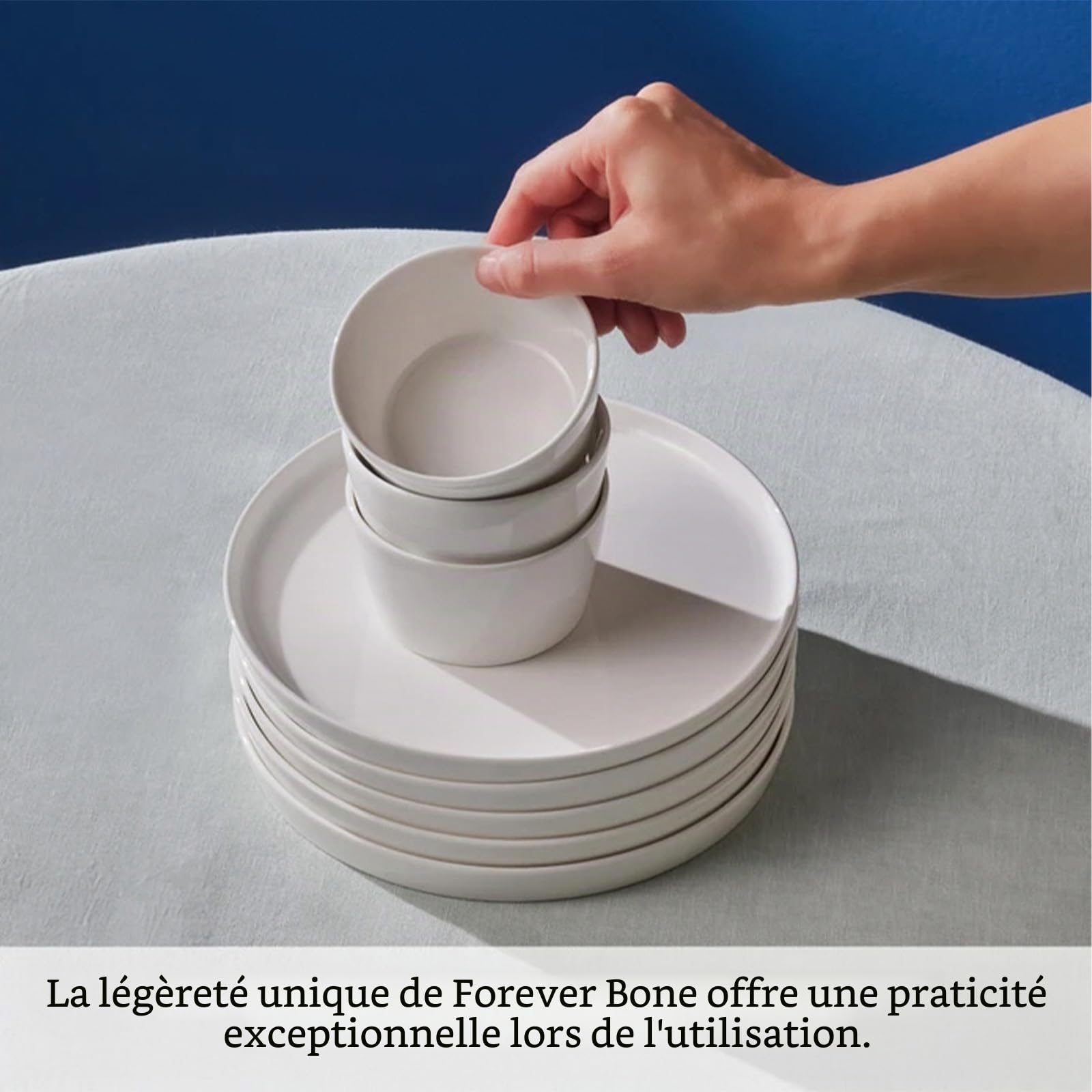 Karaca Forever Bone Bomo Service de petit-déjeuner combiné 22 pièces