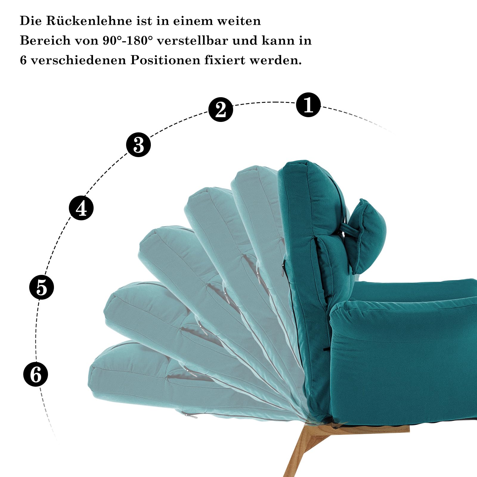 CLIPOP Relaxsessel mit Hocker Verstellbarer Lesesessel mit 6 Positionen Extra Dick Gepolsterter Lehnstühle Liegesessel Fernsehsessel Ohrensessel mit Liegefunktion (Blau)