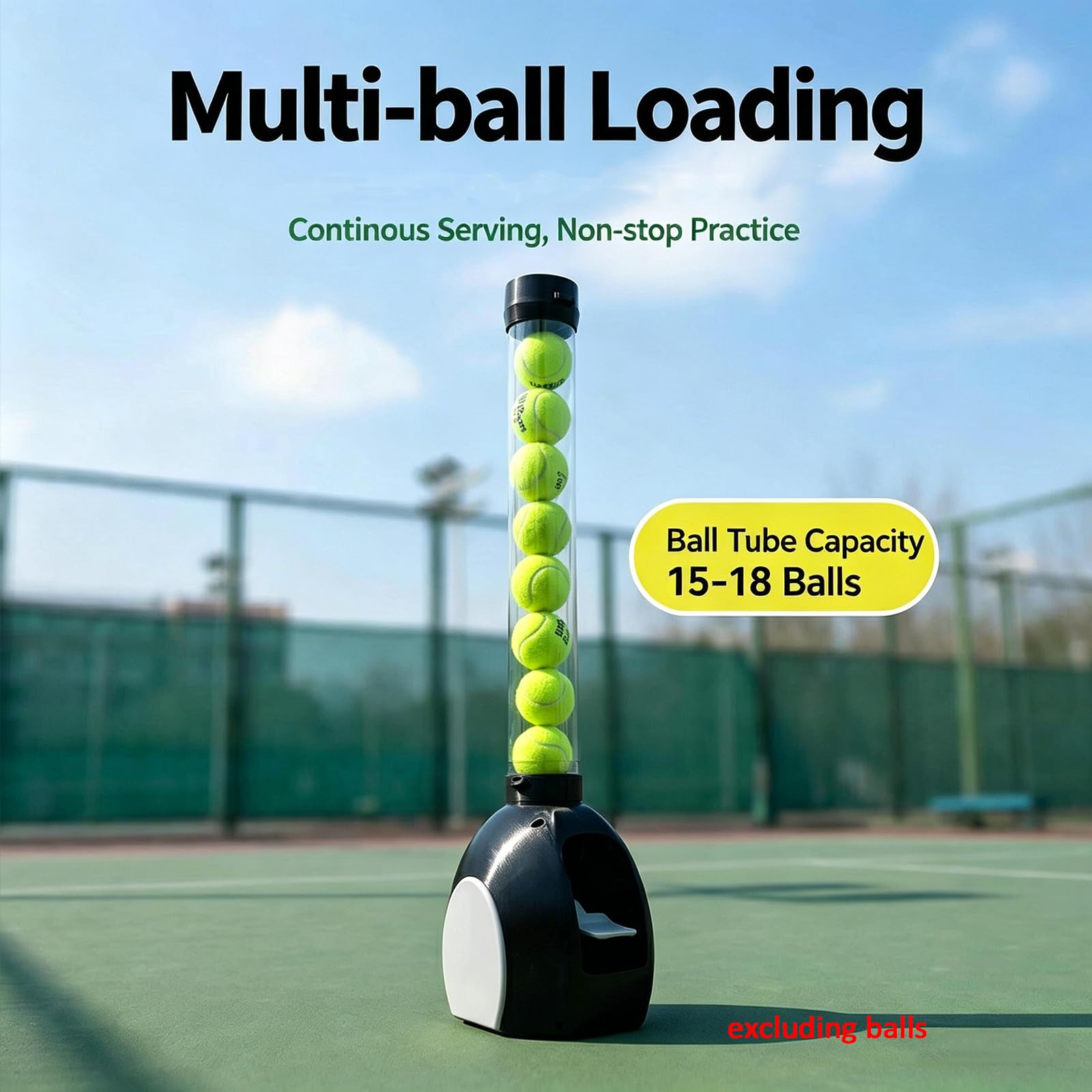 Máquina Lanzapelotas De Tenis Plegable, Portátil, con Capacidad para 18 Pelotas, Frecuencia Ajustable, Control Remoto, Carga USB-C, Ideal para Práctica Y Entrenamiento