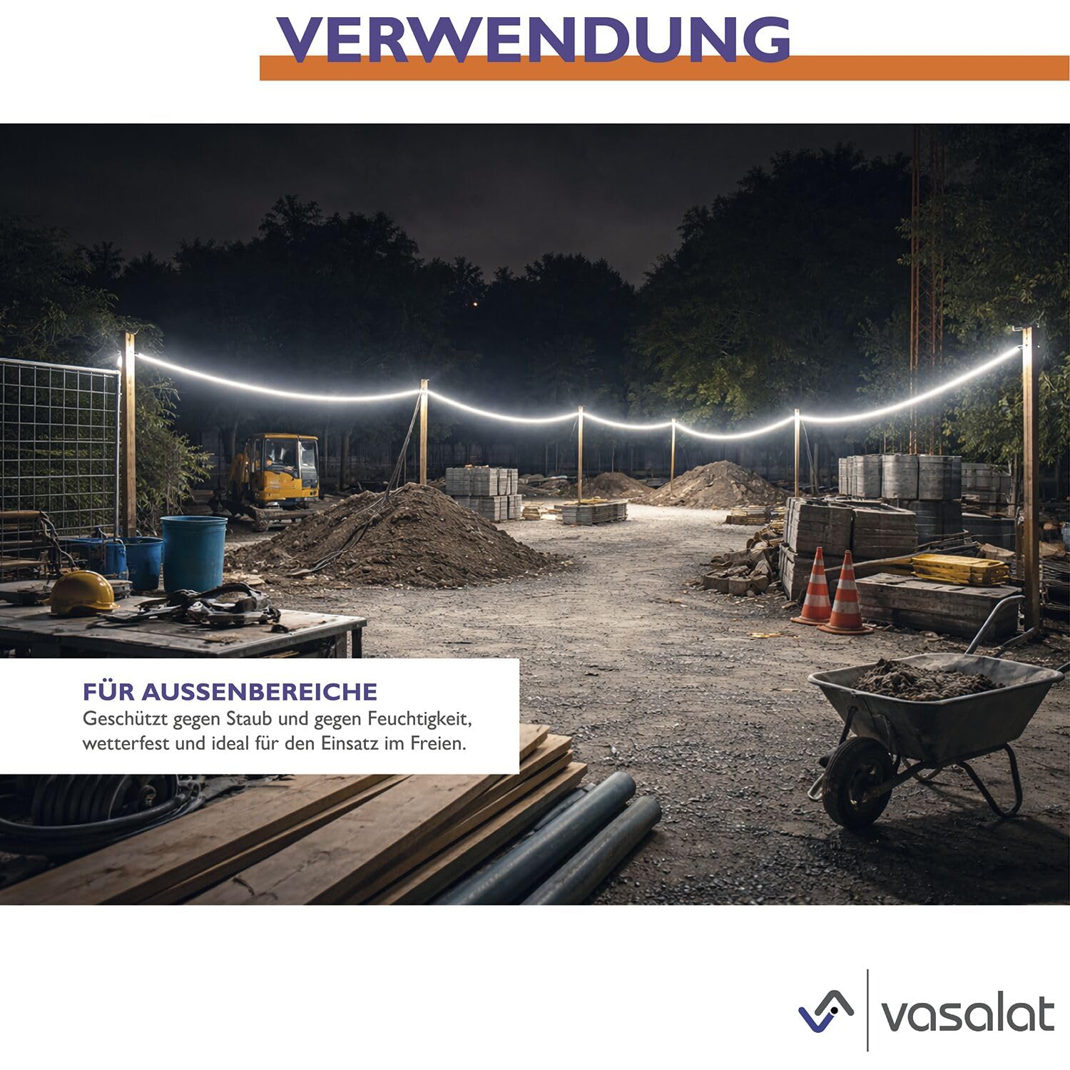LED'S WORK LED Schlauch 50m Led Lichtschlauch - 370W 40000lm, 5000k Lichtband mit 230V Stromkabel