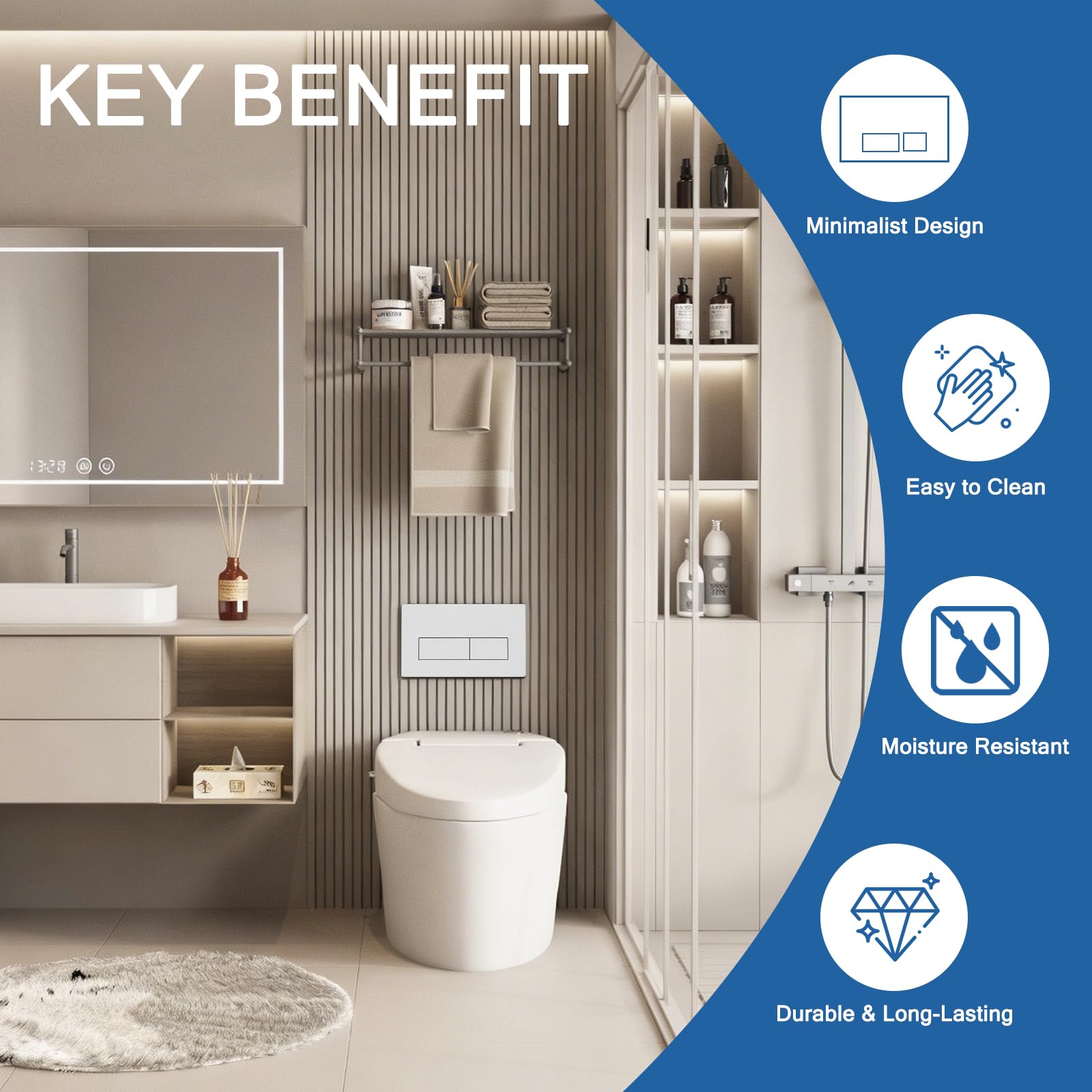 WC Drückerplatte kompatibel mit Geberit Sigma 01 20 30 50, Betätigungsplatte für UP300 UP320 Spülkasten mit Montagerahmen & Schrauben