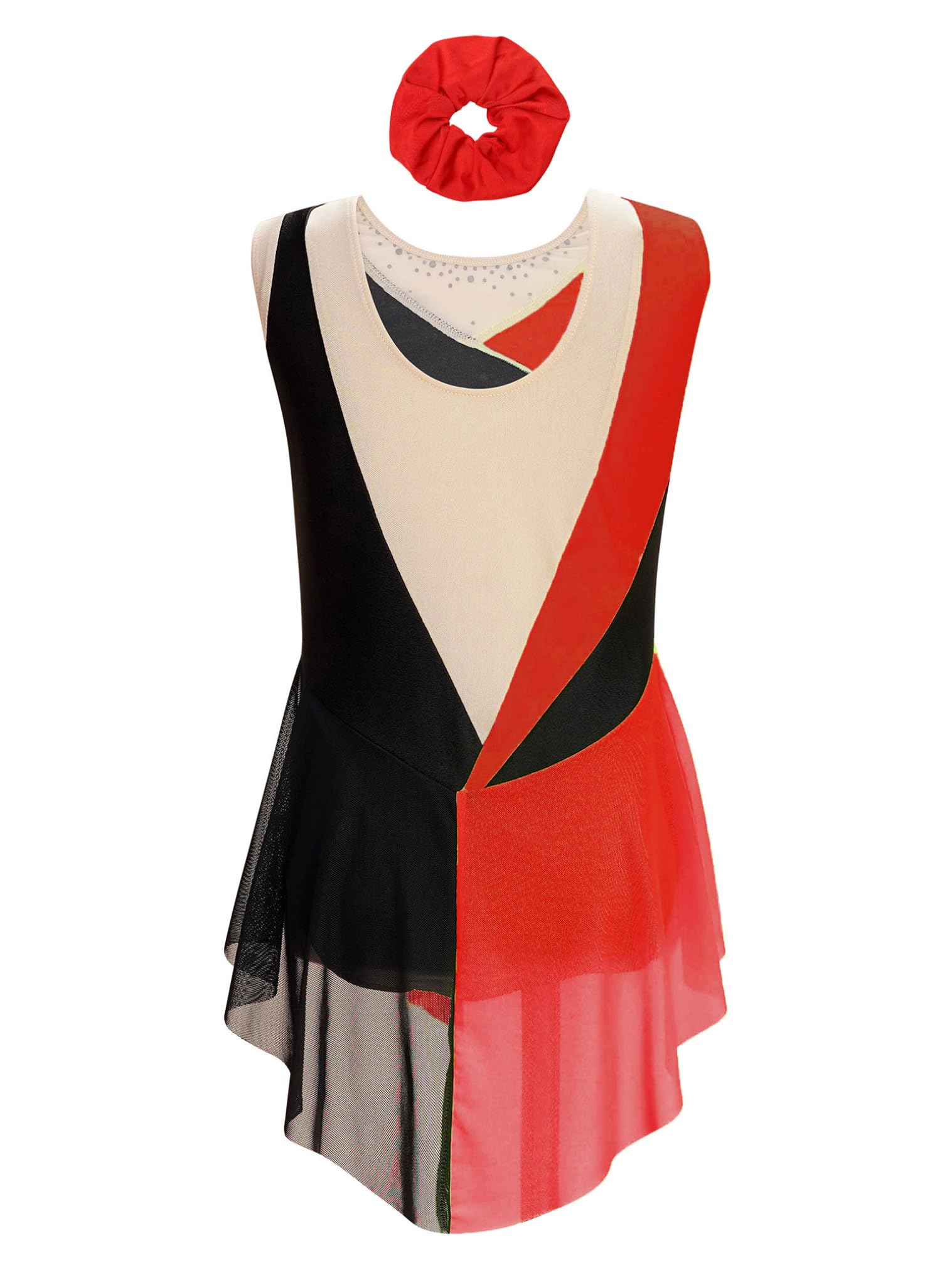 JEATHA Maillot De Danza Baile Brillantes Niñas Maillot Sin Manga con Malla Transparente Vestido De Patinaje Artístico Gimnasia Ropa De Bailarina — view 3