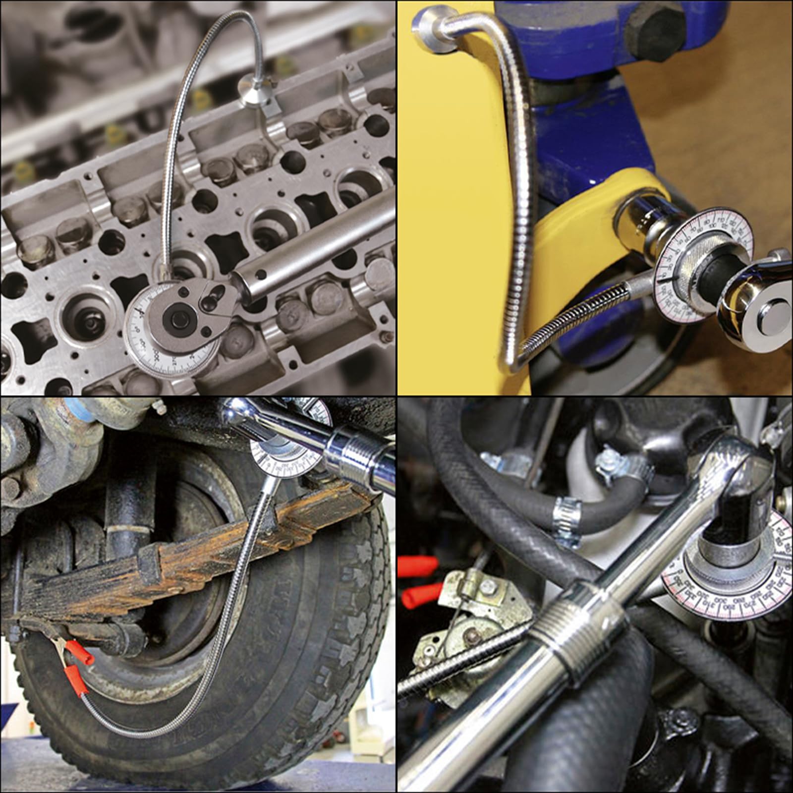 kątomierz obrotowy 1/2", z kluczem dynamometrycznym 360°, z głowicą magnetyczną/głowicą zaciskową/rurą łączącą 400 x 8 mm, grzechotką 72, do naprawy samochodów