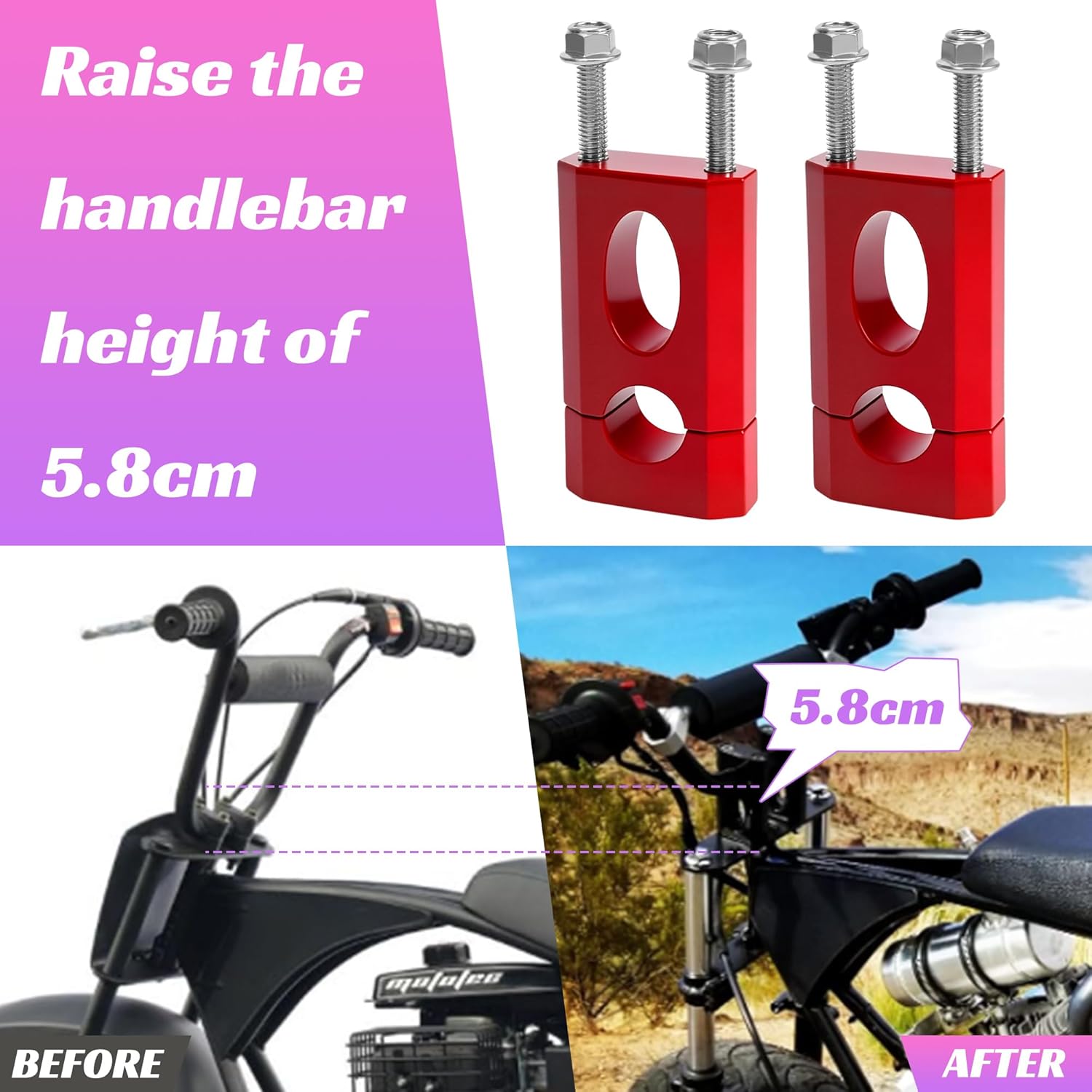 Mini Bike 7/8 Handlebar Risers Kit Replacement for MMB80 CT100U