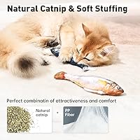 Vista 5 de Petgravity Bite-Sized Realistic Flopping Fish Cat Toys, 3 Pack, Interactive Cat Toys for All Breeds, Tap-Activated 3 Flapping Mode